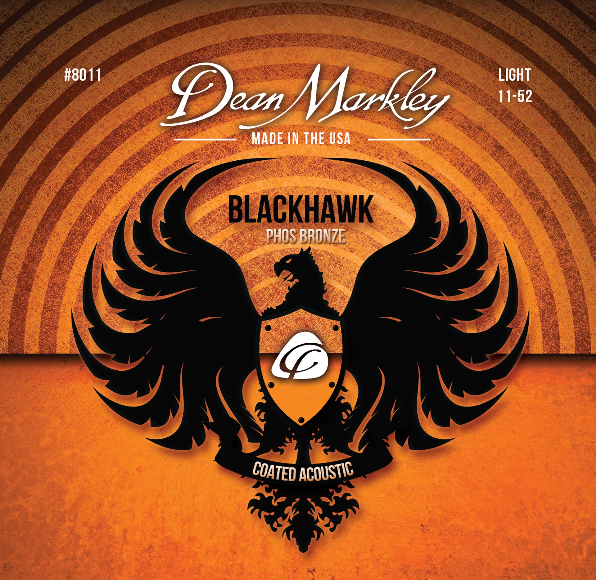 Blackhawk - 8011 - Coated Acoustic Guitar String Set, Pure Bronze, Light, .011-.052