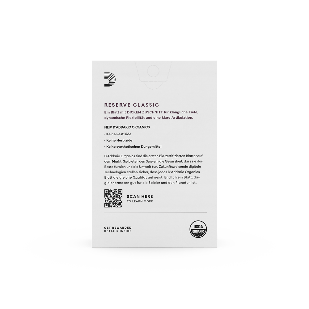 Organic Reserve Classic Blätter für Deutsche Klarinetten, Stärke 1,5, 10er-Packung