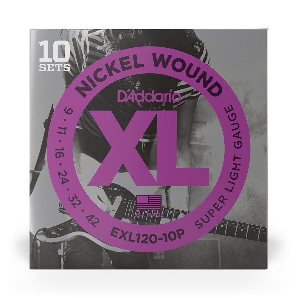 EXL120-10P Nickel Wound Electric Guitar Strings, Super Light, 9-42, 10 Sets