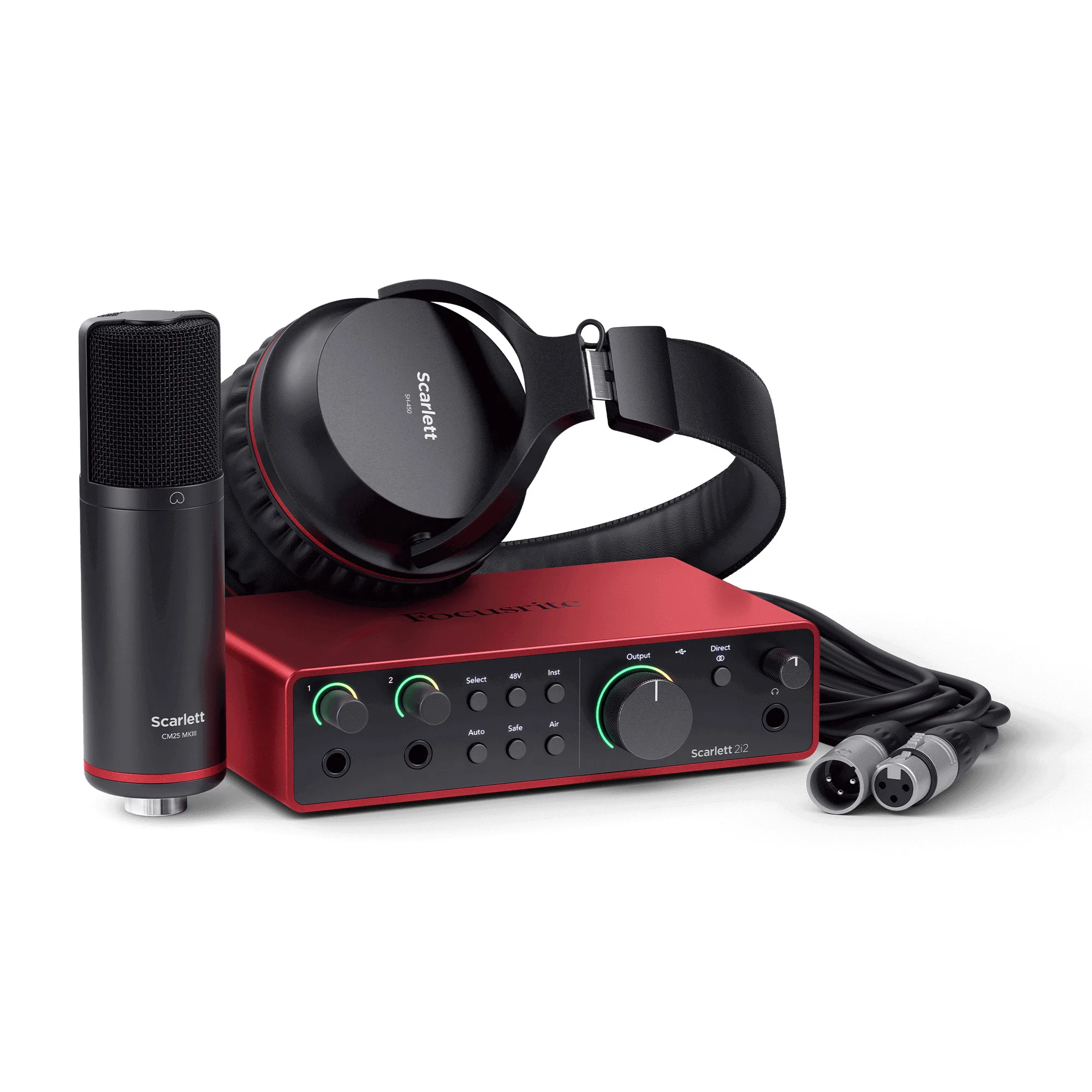 Focusrite Scarlett 2i2 Studio 4th Gen Komplettes Recording Paket mit Mikrofon Kopfhörer und Interface