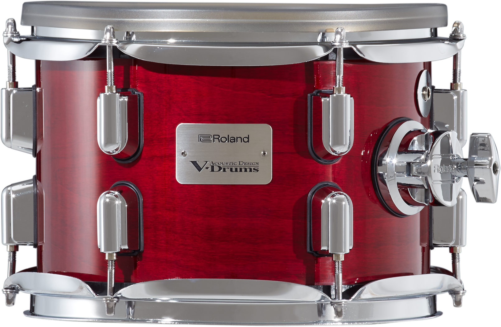 Roland PDA100 Tom-Pad in Gloss Cherry – 10-Zoll E-Drum Tom mit Holzkessel und Mesh-Head