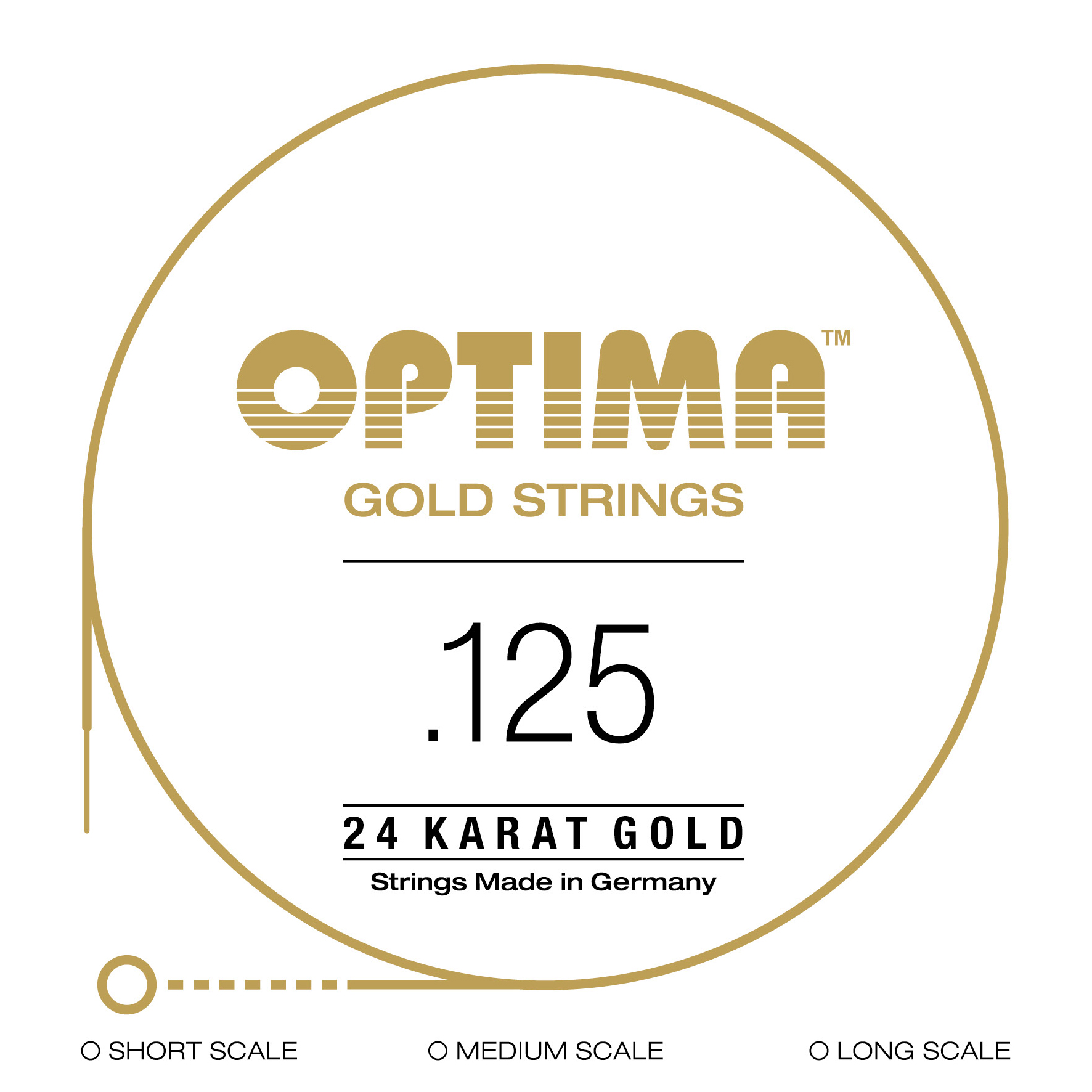 24K GOLD STRINGS Einzelsaite Long Scale .125