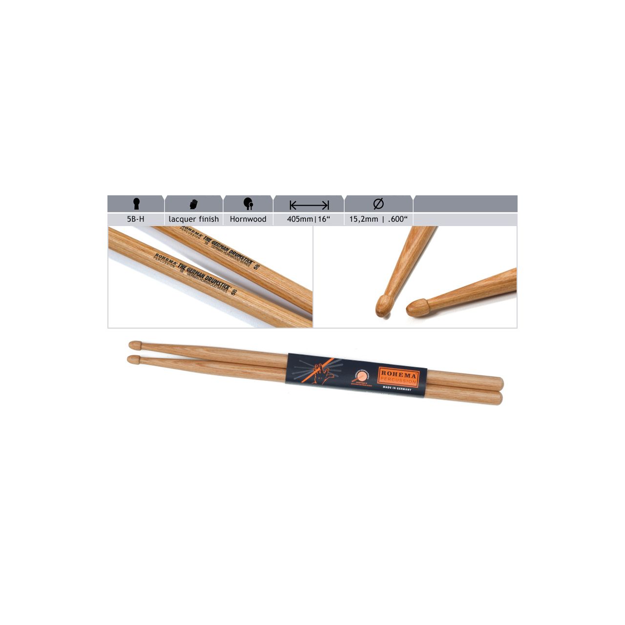 5B Hornholz Sticks mattlackiert