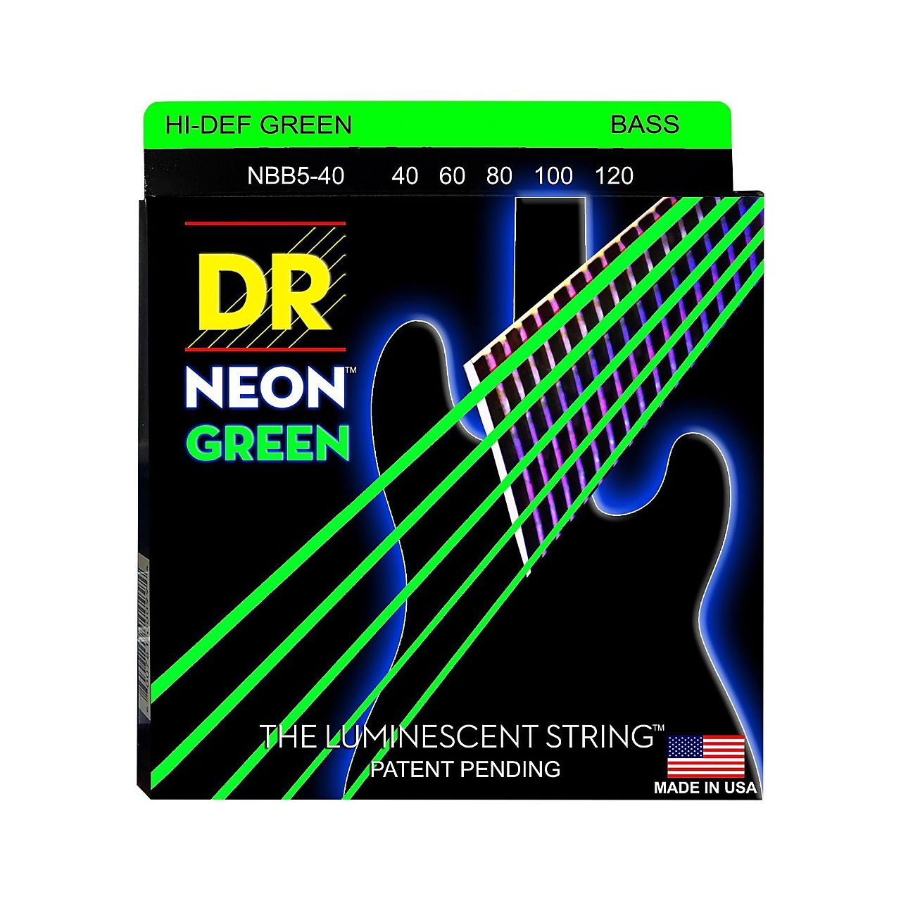 Hi-Def  Neon Bass-Saitensatz Green 040-120