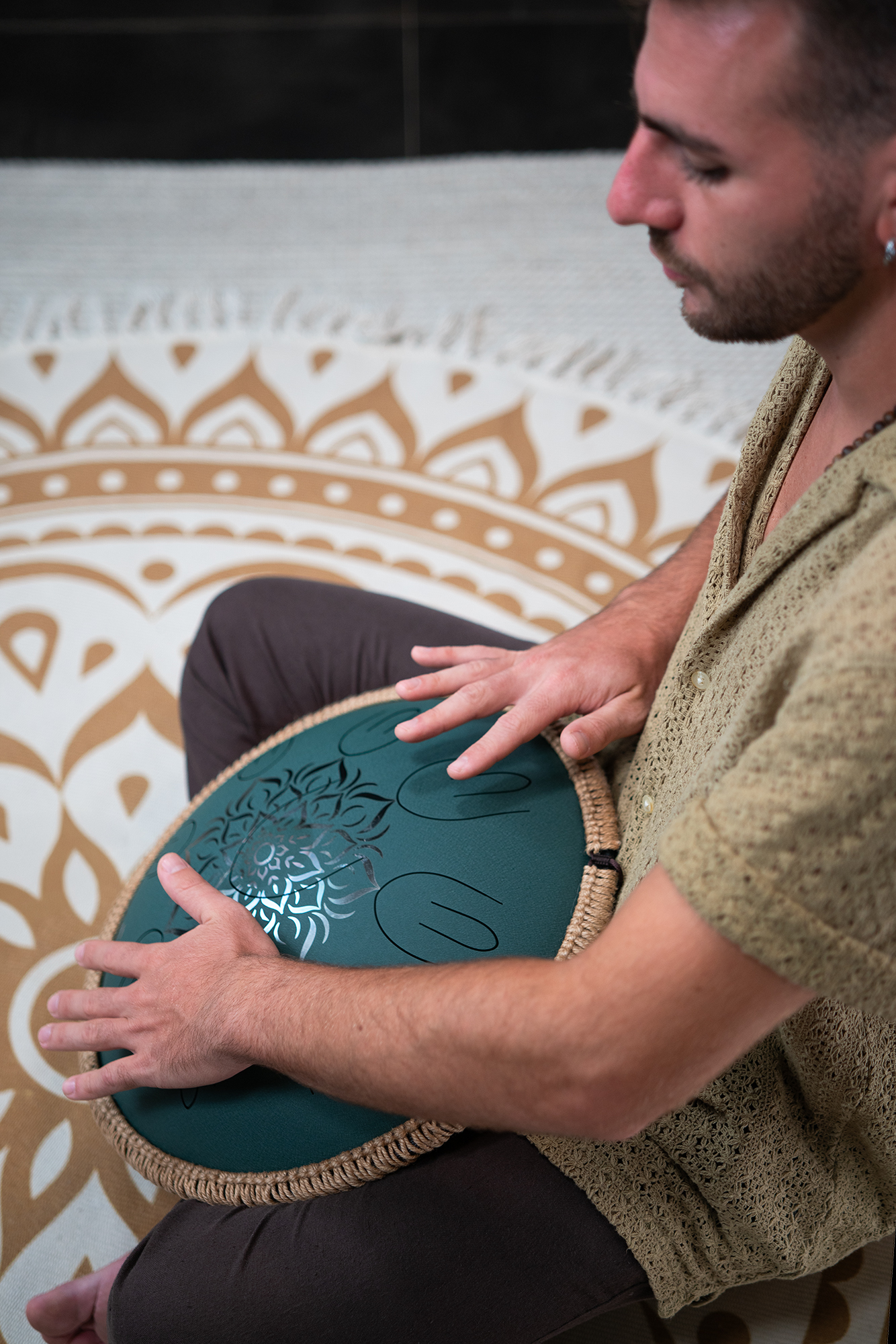 OSTD4DGE Octave Steel Tongue Drum Fis Moll Dunkelgrün 16" 432Hz