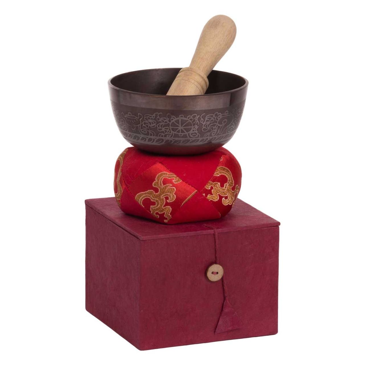 Klangschale, Geschenk-Set, lasiert, ornamentiert Ø 11cm