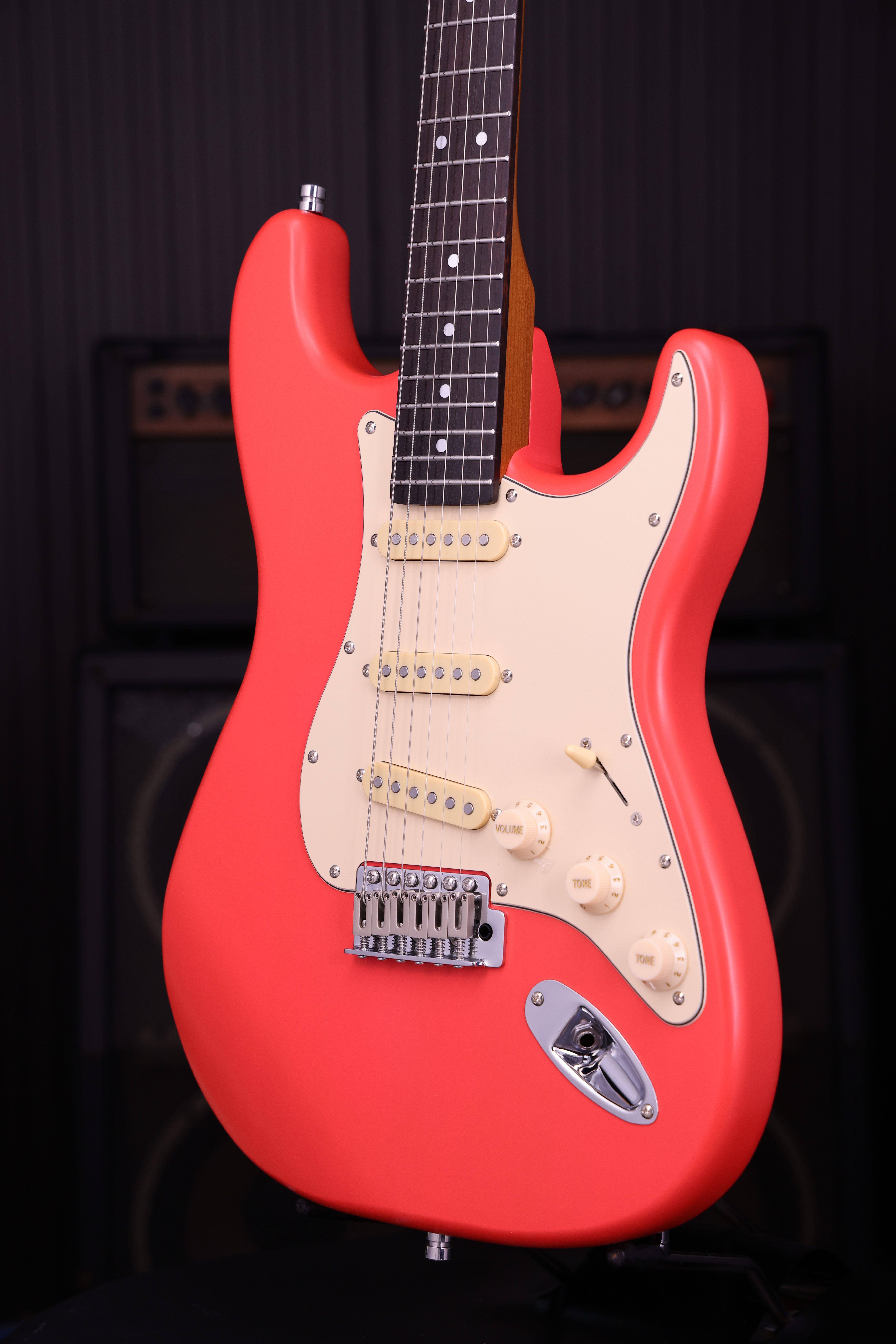 PS-3 Fiesta Red SSS ST-Style E-Gitarre