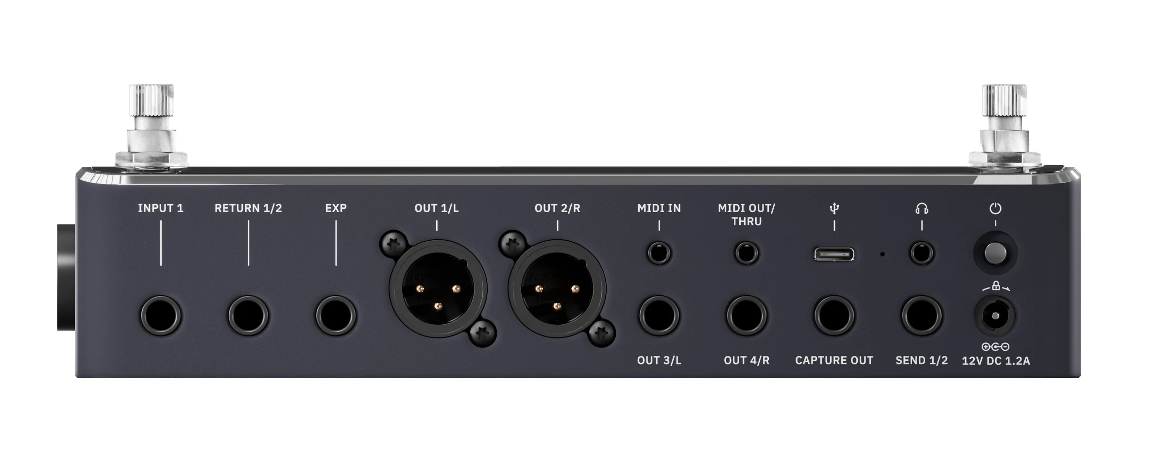 Neural DSP Quad Cortex Mini rear panel with XLR and USB-C inputs