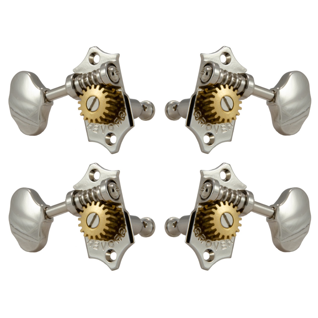 U99-18N Sta-Tite Geared Ukulele Pegs with Metal Button, 21 mm Post - 4 pcs. - Nickel