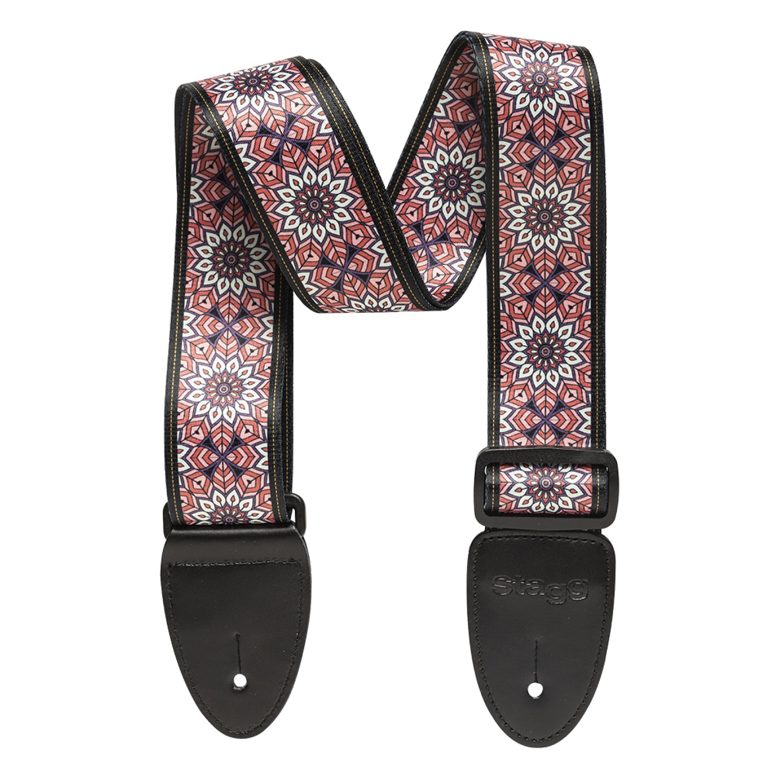 Terylen-Gitarrengurt mit Mandala-Muster, pink
