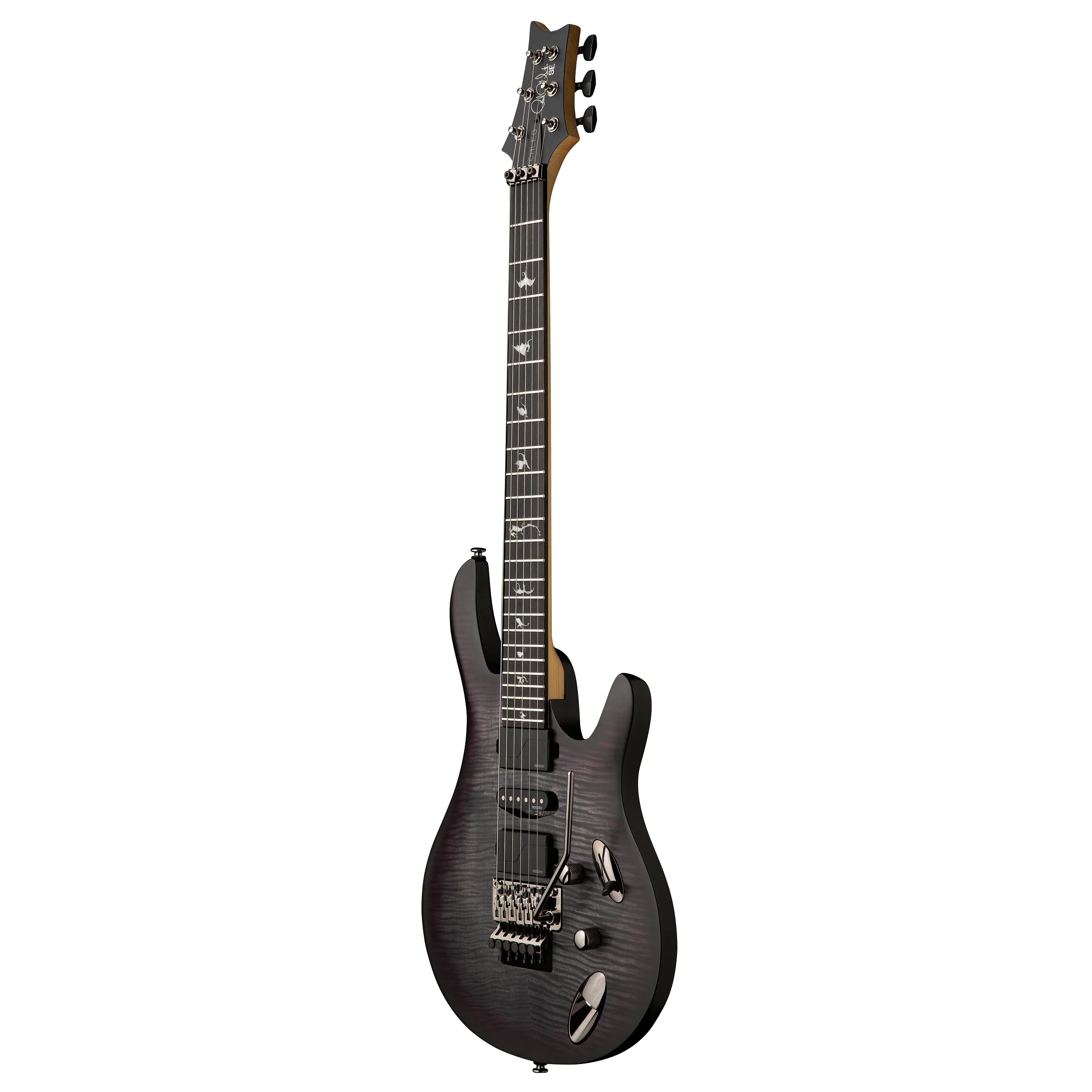 PRS SE Chleo Herman Li Signature Charcoal Purple Burst Dreiviertelansicht: ¾ Perspektive