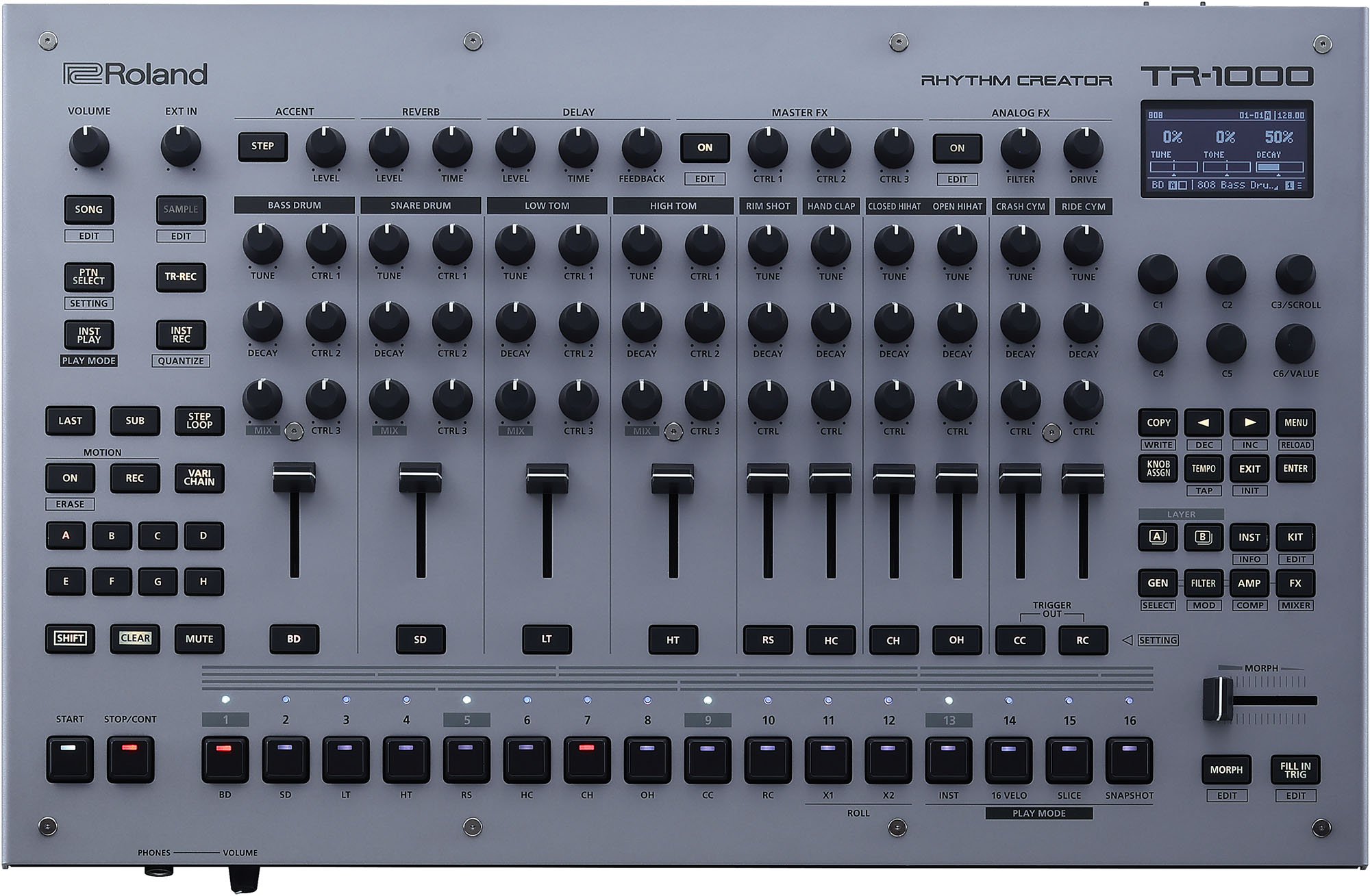 Roland TR-1000 auf weißem Hintergrund