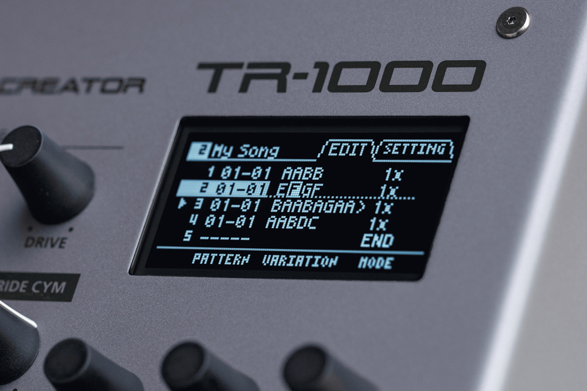 Nahaufnahme Roland TR-1000 Display