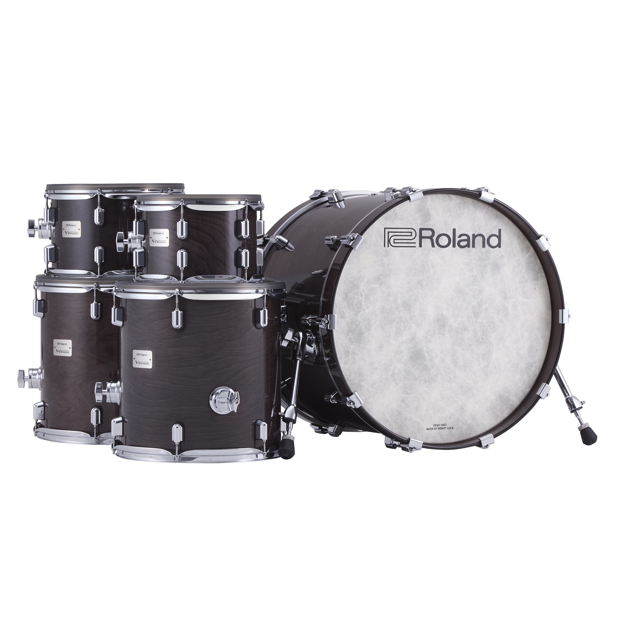 Roland VAD716 – Seitenansicht mit PD-14DSX Digital-Snare, VH-14D Hi-Hat und CY-18DR Ride-Becken