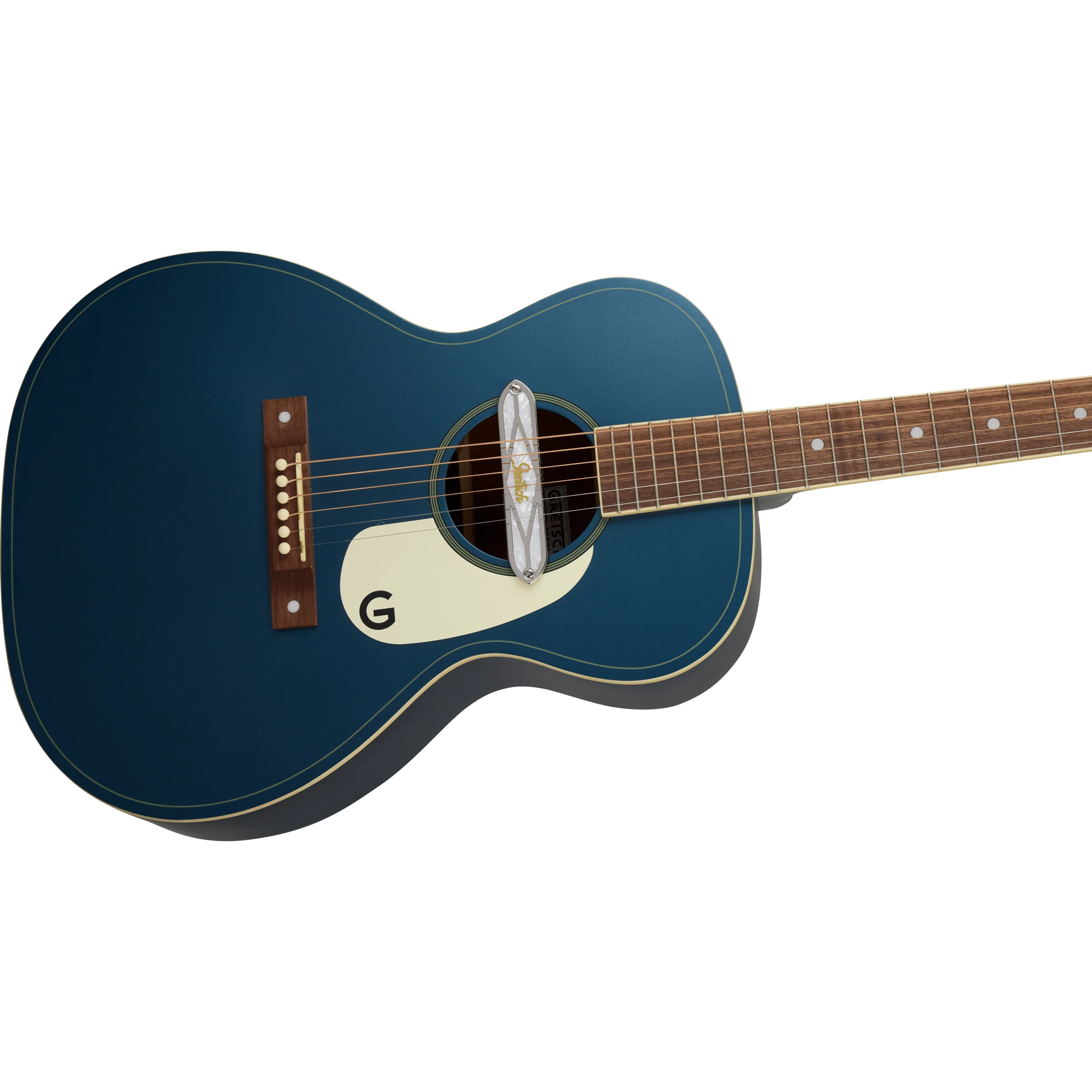 Gretsch Deltoluxe Concert Jim Dandy Dark Denim Kopfplatte aus der Untersicht