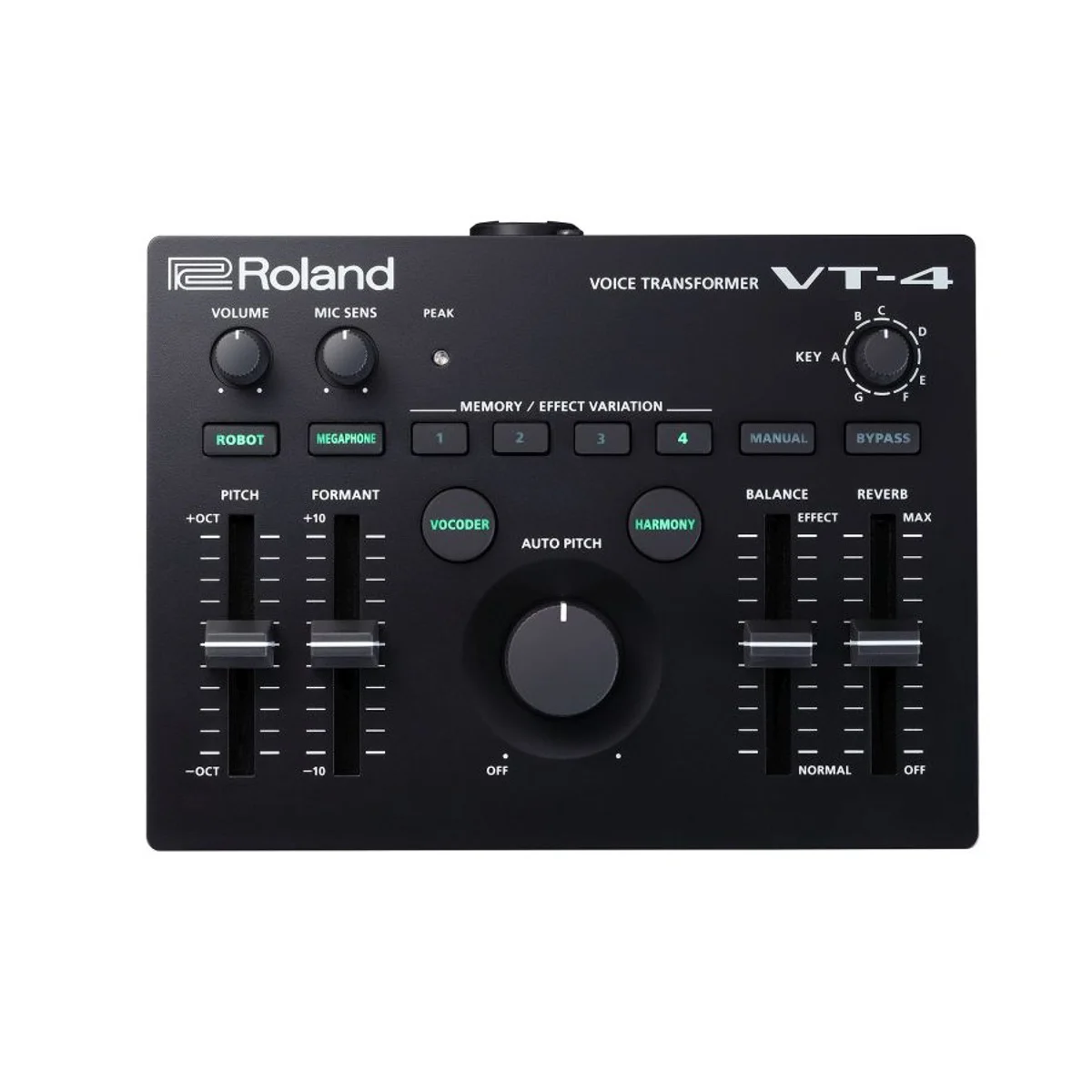 Roland VT-4 Voice Transformer – schräge Ansicht des Gehäuses mit Bedienoberfläche