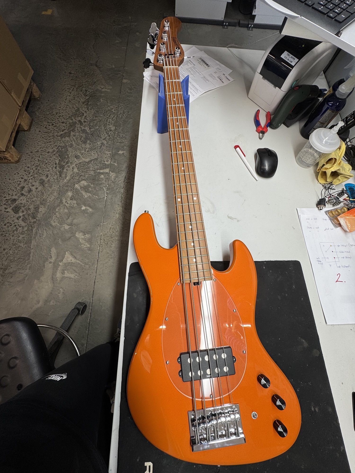 MetroExpress 21-Fret Vintage M Bass, 5-String - Solid Candy Apple Orange Metallic High Polish (B-Sto