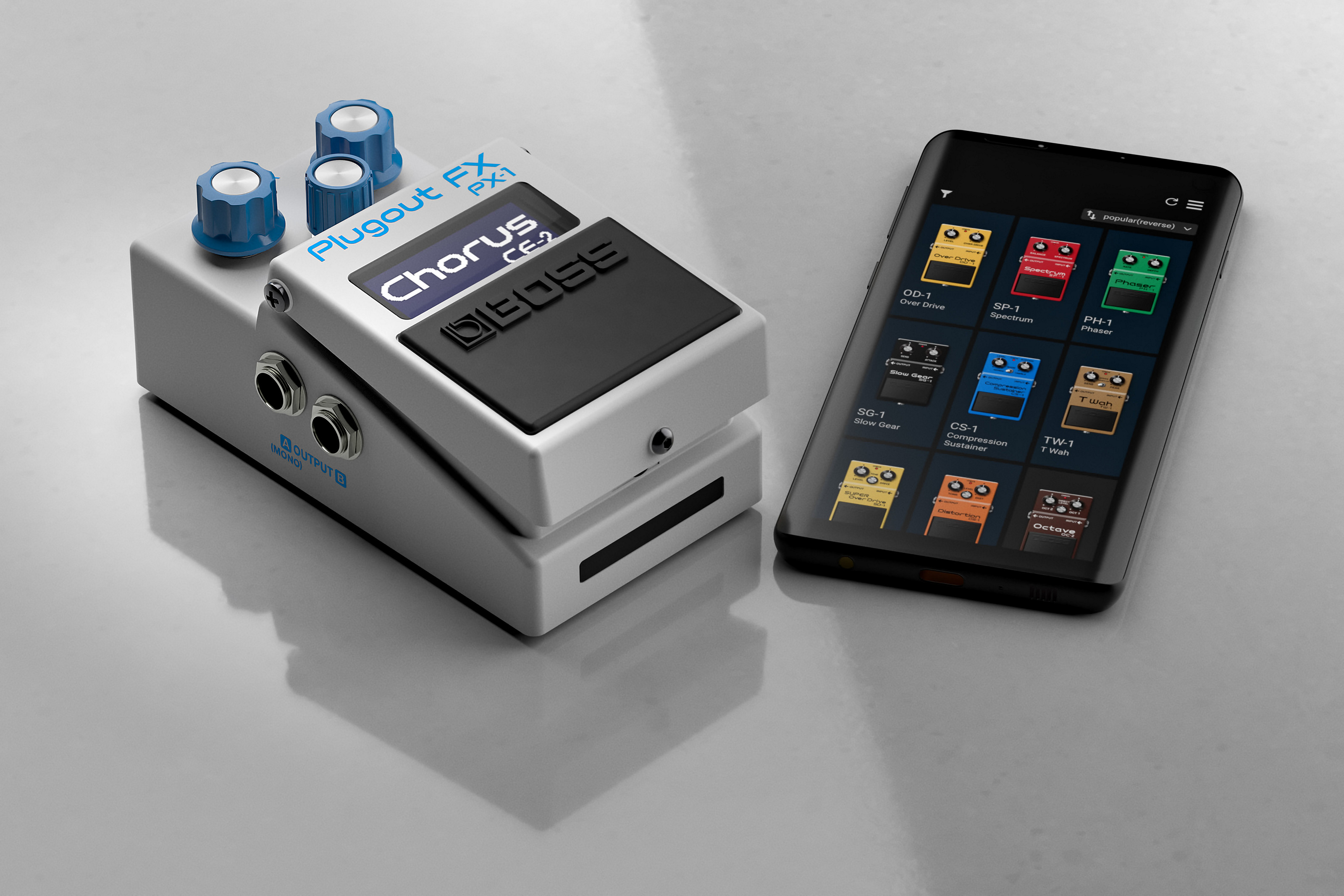 Musiker lädt neue Plugout-Effekte über BOSS Effect Loader App