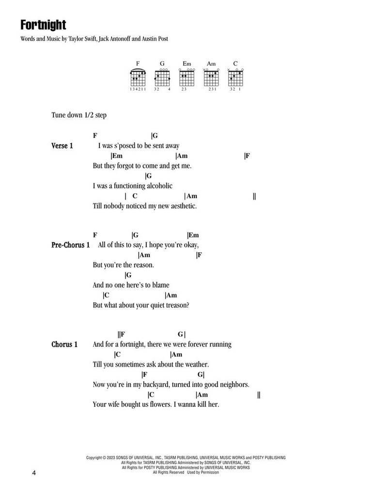 Taylor Swift - The Tortured Poets Department - Guitar and Lyrics