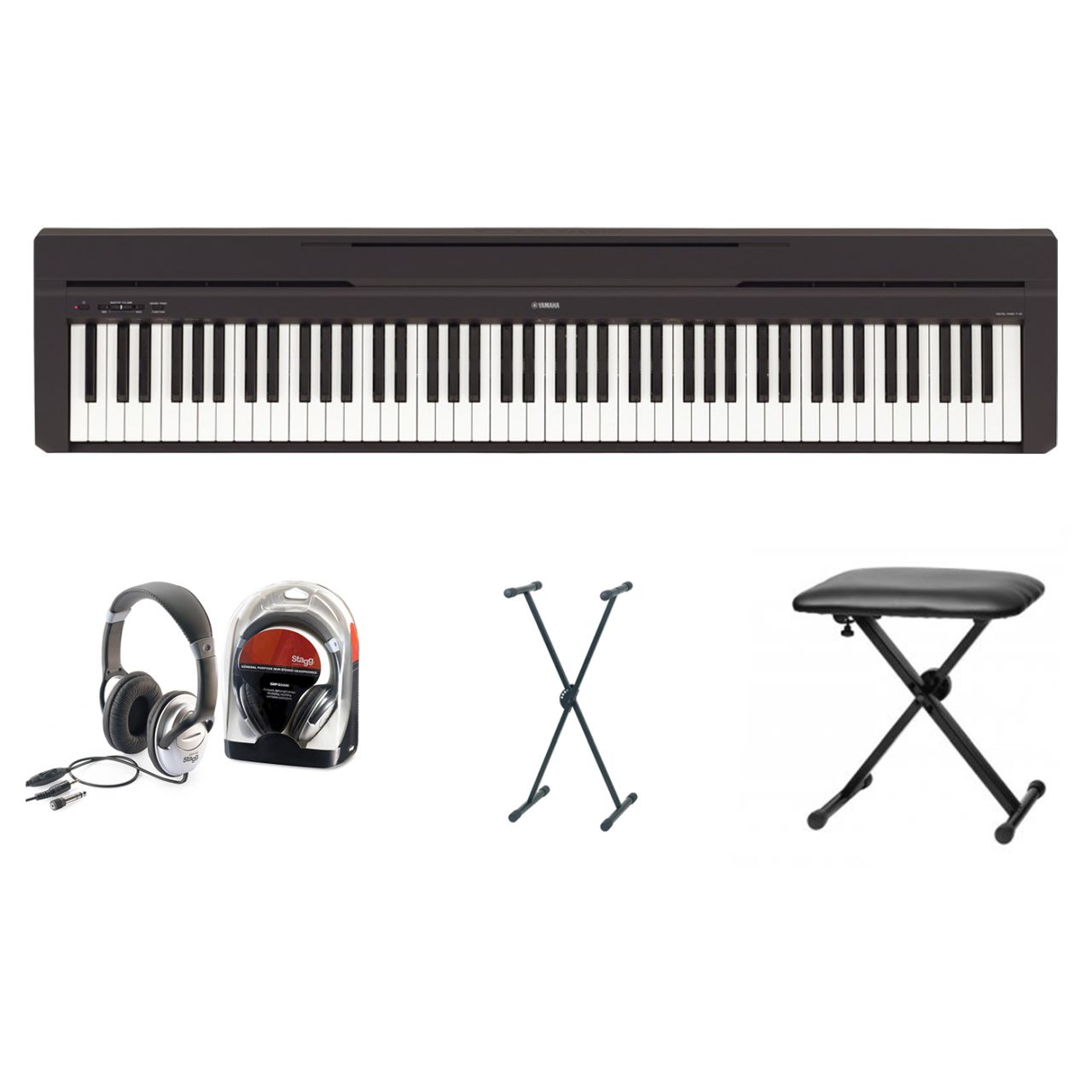 P-45 Digitalpiano Bundle IV mit X-Ständer, Sitzbank und Kopfhörer