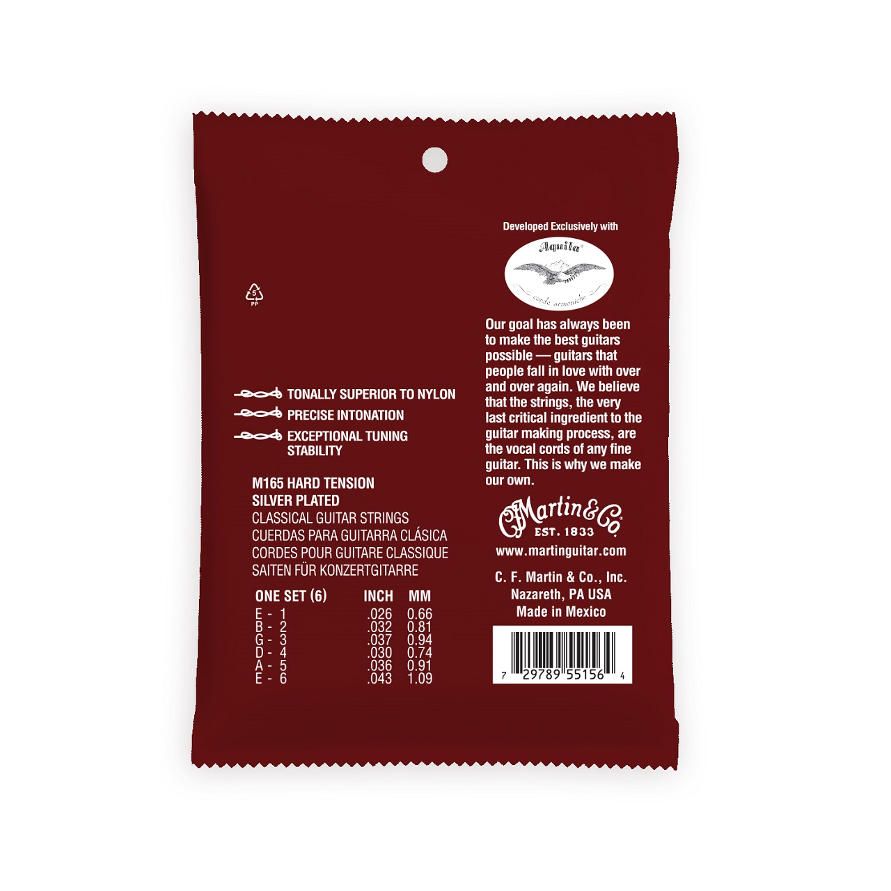 M165, Classical Magnifico Premium Guitar Strings ,Hard Tension, Silverplated, Tie End