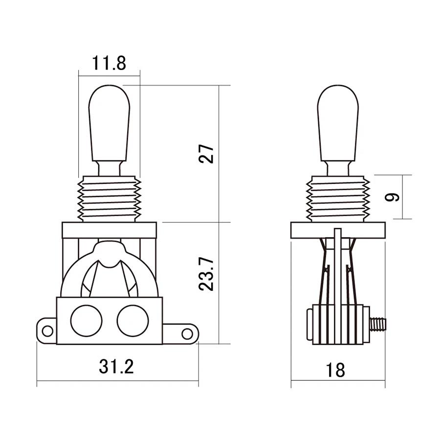 Toggle Switch 3-way, Black