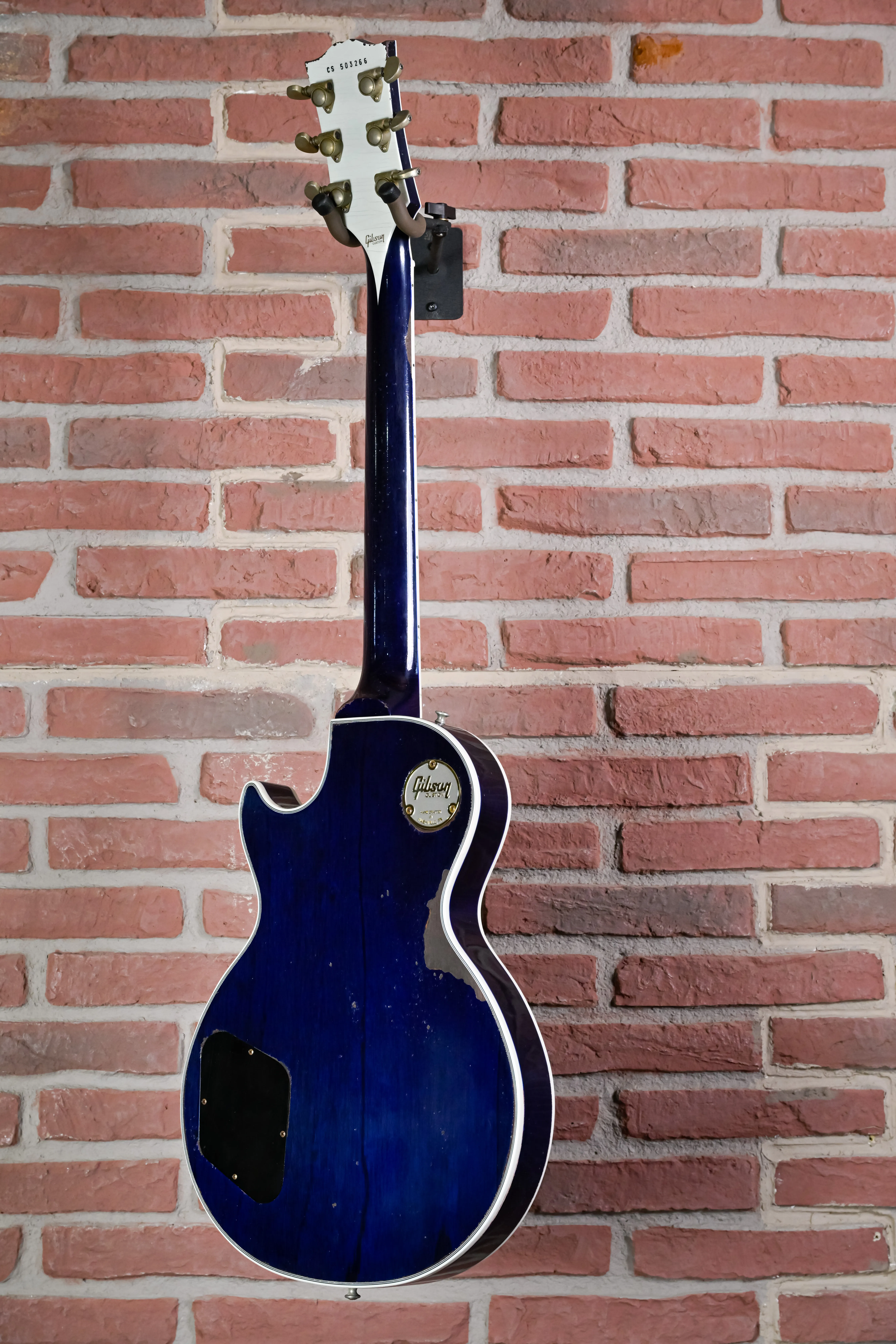 Les Paul Custom Nordic Blue Murphy Lab Heavy Aged Hinteransicht Seitenansicht rechts