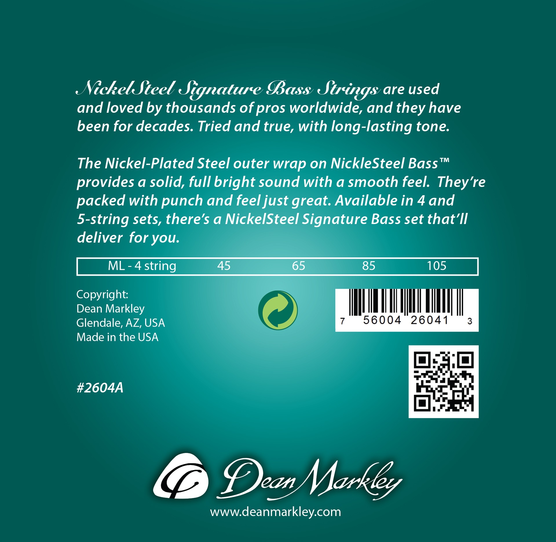 2604 A Electric Bass String Set Medium Light 045-105