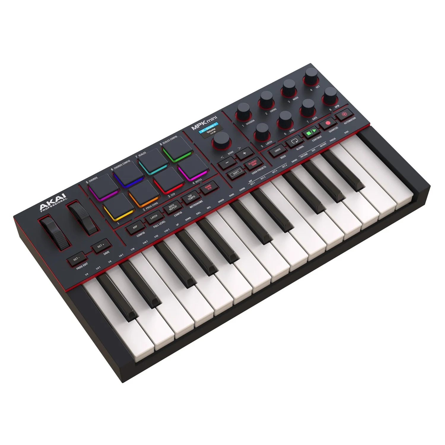 Akai MPK Mini IV Black MIDI Controller mit RGB-Pads und Mini-Tastatur