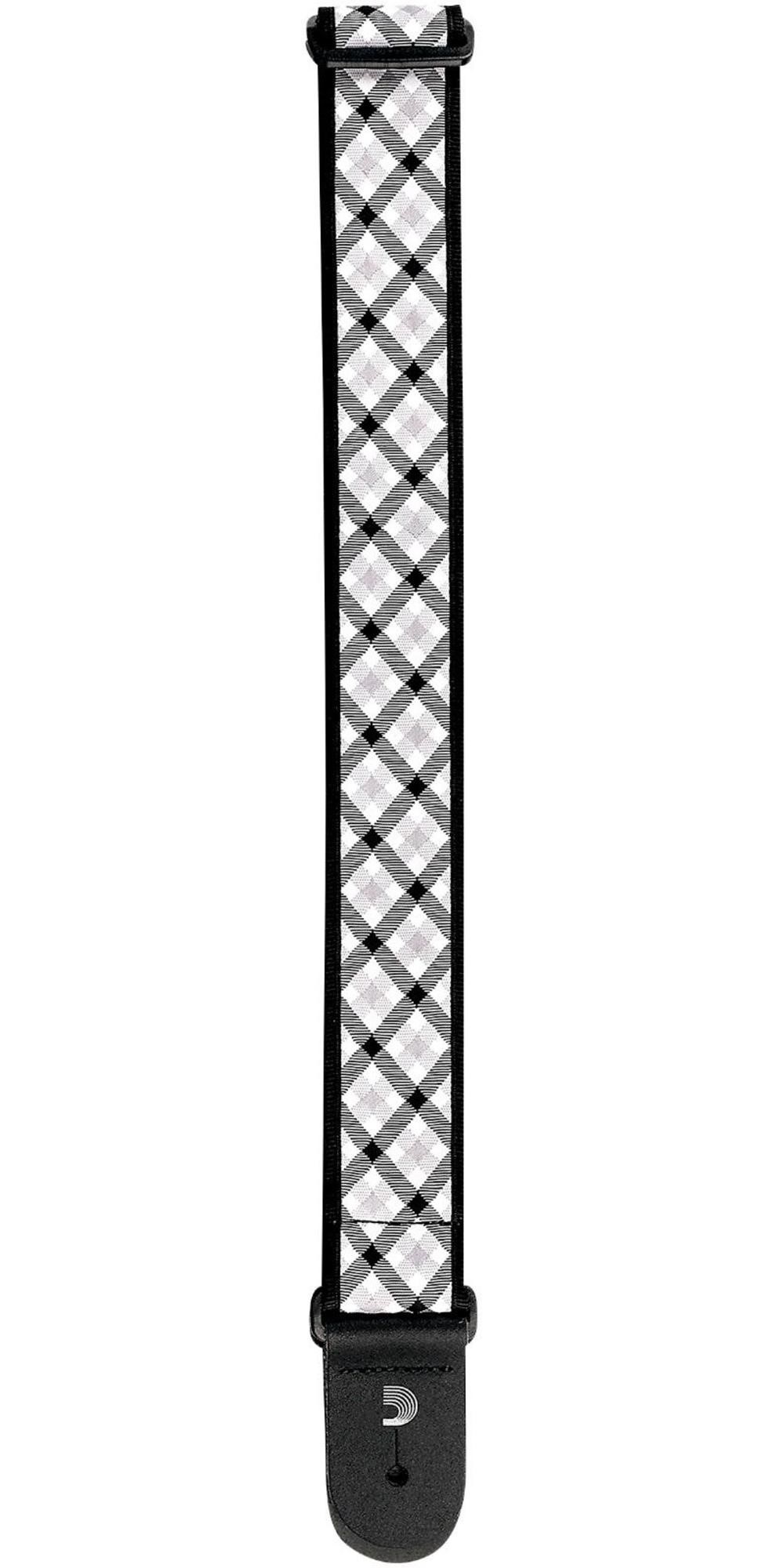 Guitarstrap Woven Gingham Black White