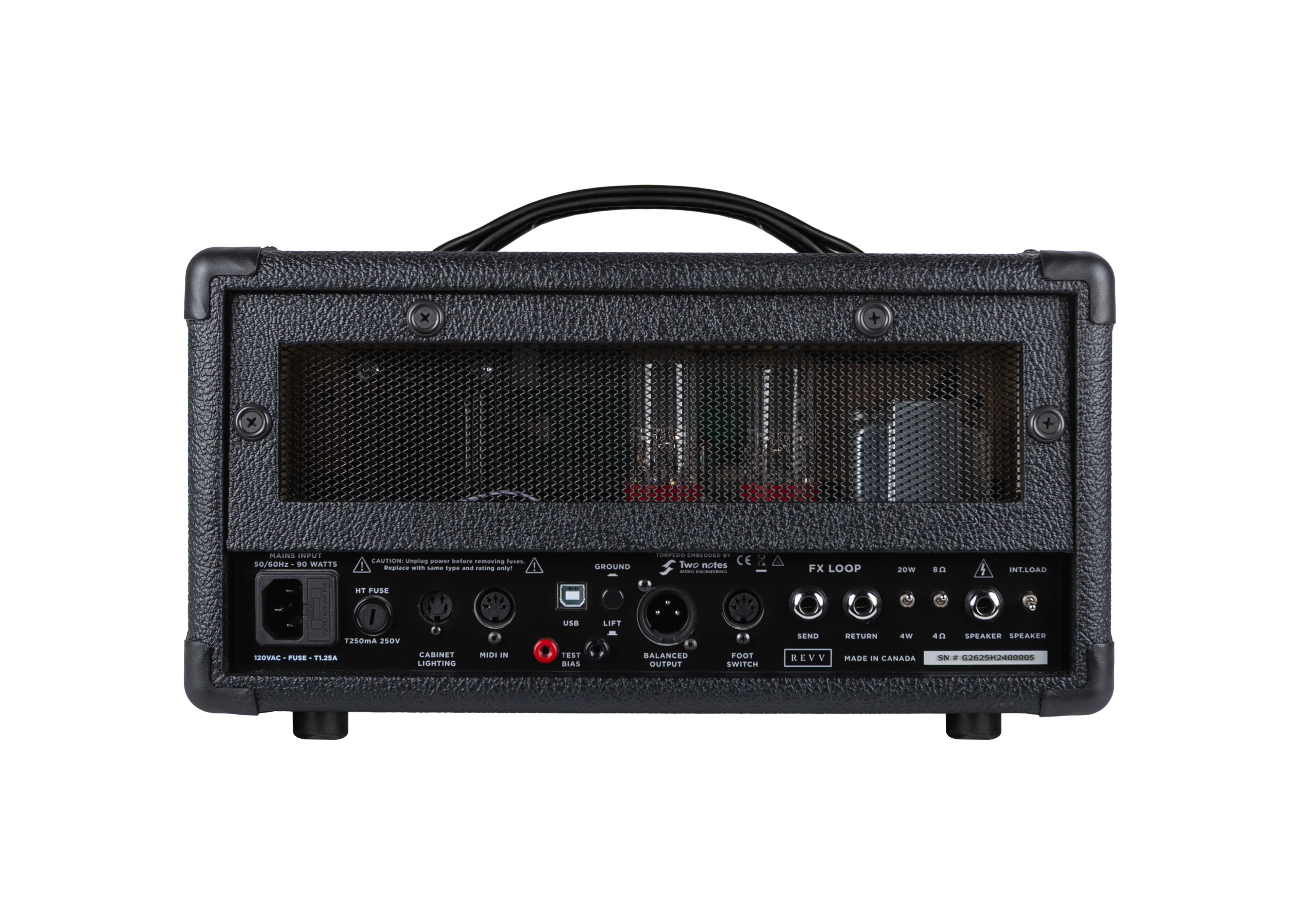 Revv G25 Tube Head Amplifier Rückseite Anschlüsse