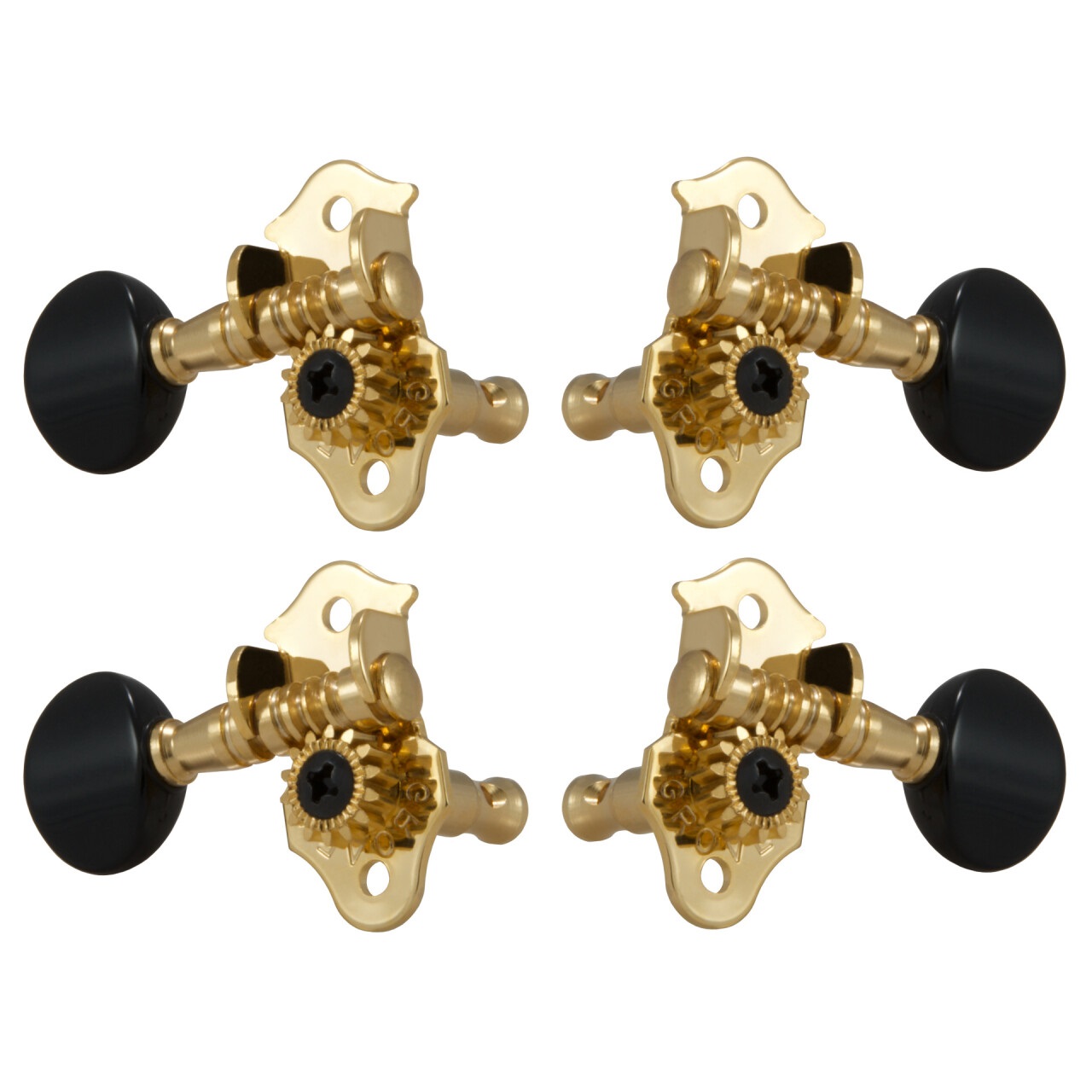 9GB Sta-Tite Geared Ukulele Pegs with Black Button - 4 pcs. - Gold