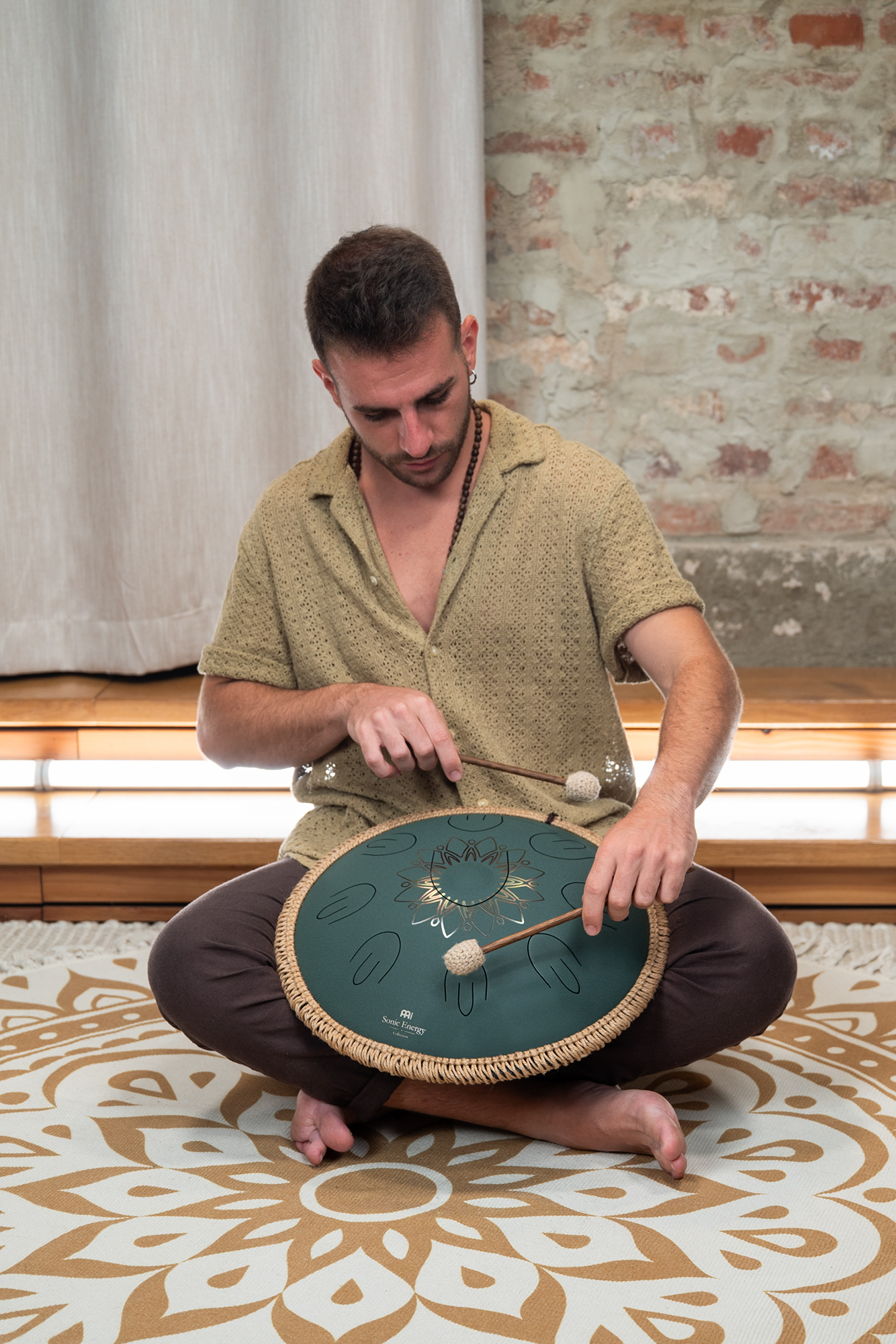 OSTD3DGE Octave Steel Tongue Drum F Dur Dunkelgrün 16" 432Hz