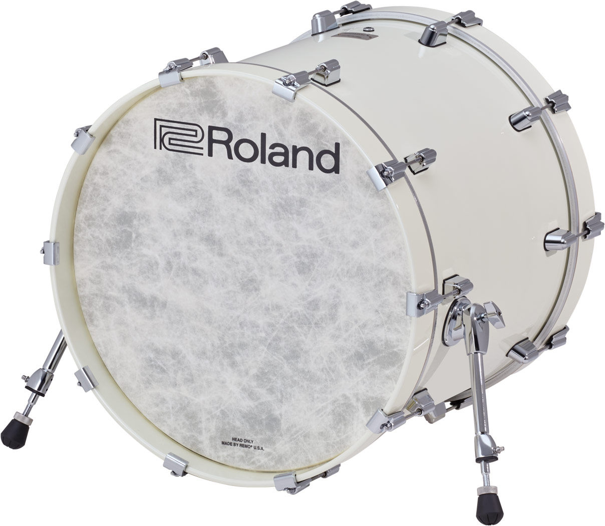 Roland KD-22 Kick-Drum in Pearl White – 22-Zoll E-Bassdrum mit Holzkessel, Mesh-Fell und Roland-Logo