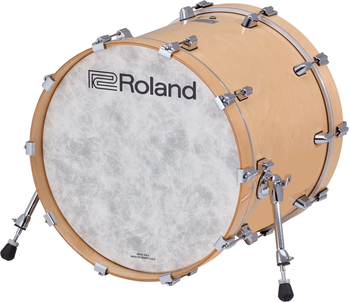 Roland KD-22 Kick-Drum in Gloss Natural – 22-Zoll E-Bassdrum mit Holzkessel, Mesh-Fell und Roland-Logo
