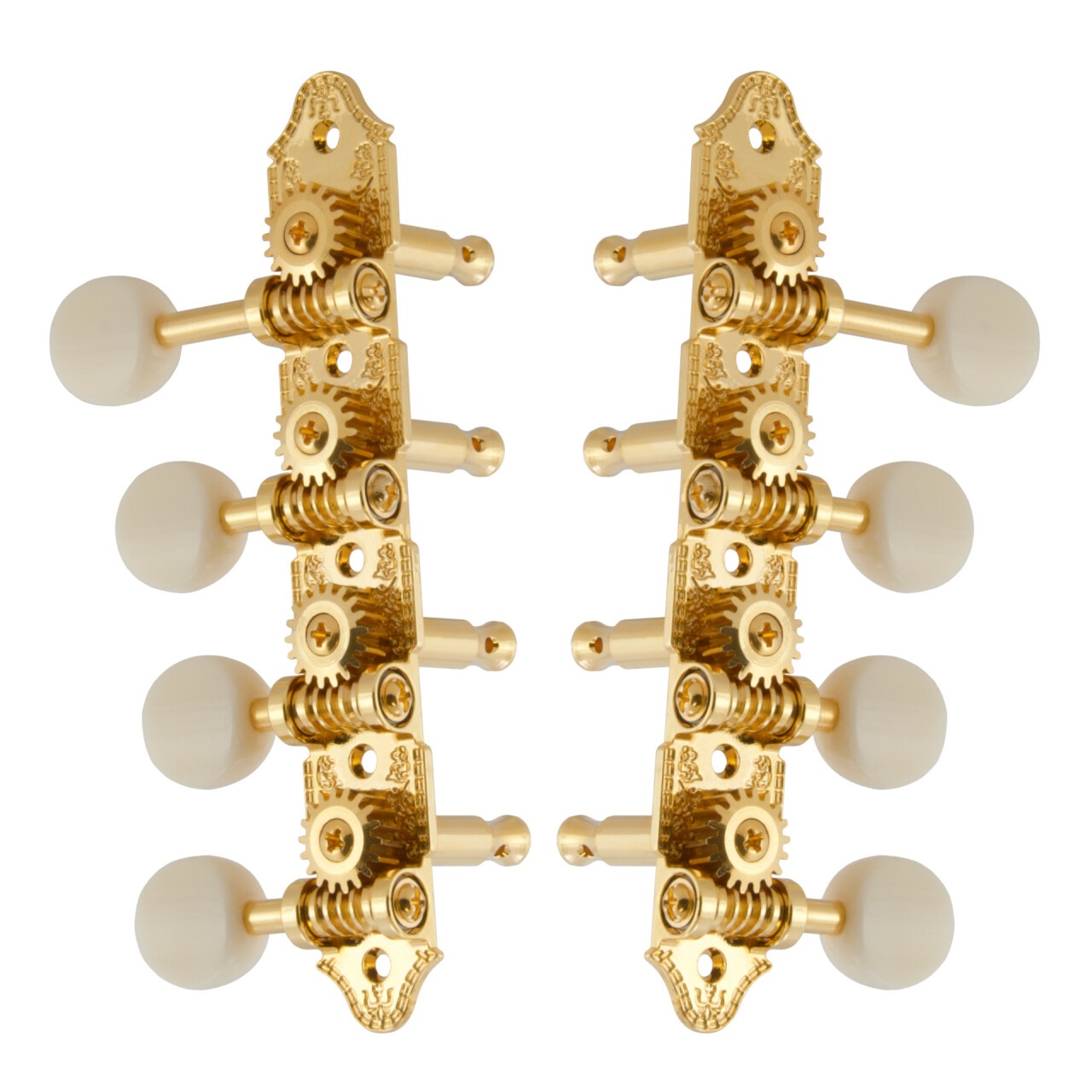 409FVGW Professional Mandolin Machines with White Button - Mandolin Machine Heads, Vintage 4 + 4, fo