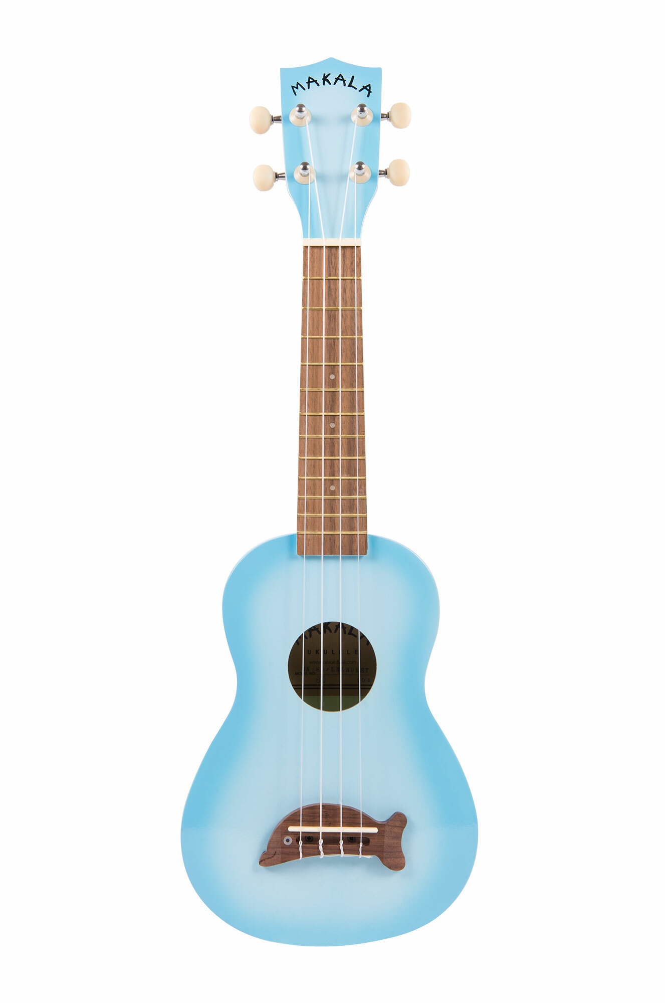 Makala Dolphin MK-SD-LBLBURST - Light Blue Burst Soprano Dolphin Ukulele, with Tote Bag