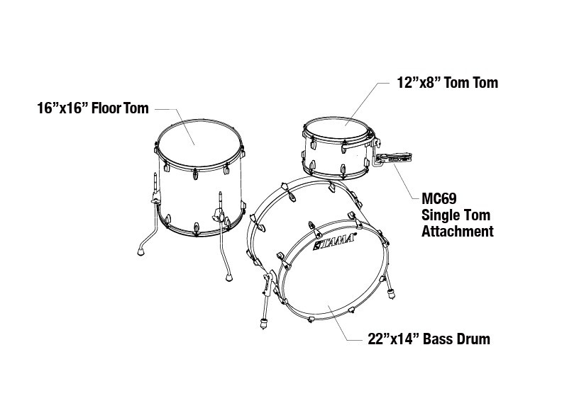 Superstar Classic Drum Set 3 teilig - Transparent Black