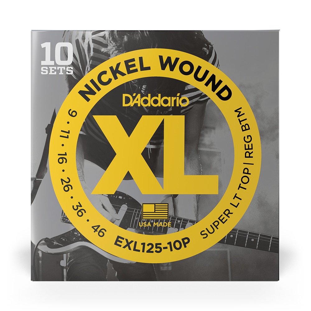 EXL125-10P Saiten für E-Gitarre, Super Light Top/Regular Bottom, 9-42, 10 Sätze