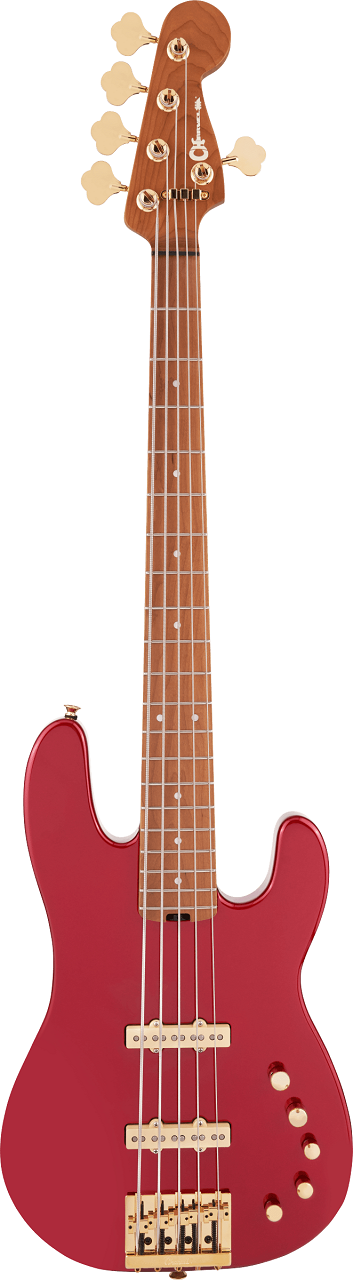 Pro-Mod San Dimas® Bass JJ V, Caramelized Maple Fingerboard, Candy Apple Red