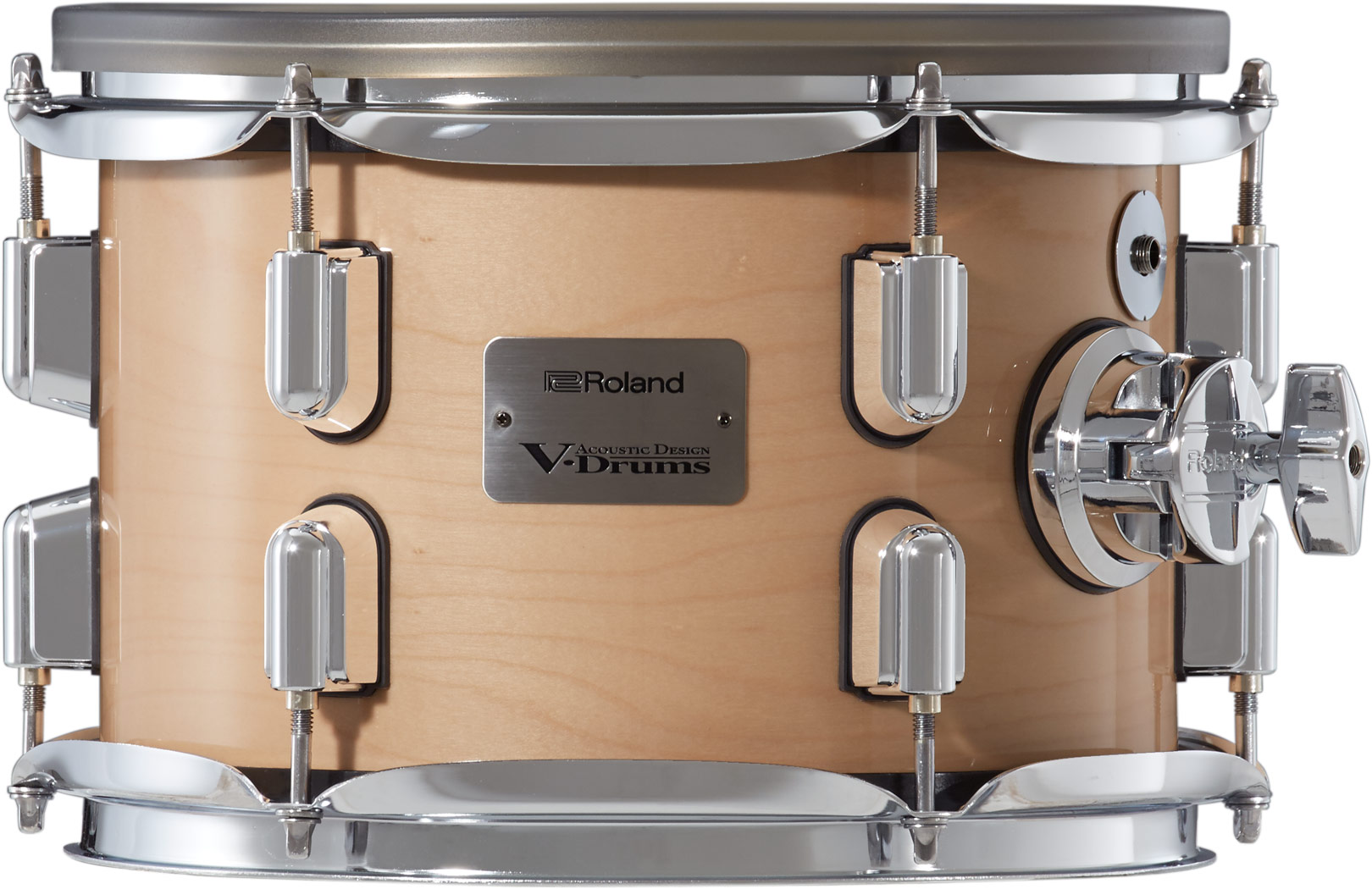 Roland PDA100 Tom-Pad in Gloss Natural – 10-Zoll E-Drum Tom mit Holzkessel und Mesh-Head