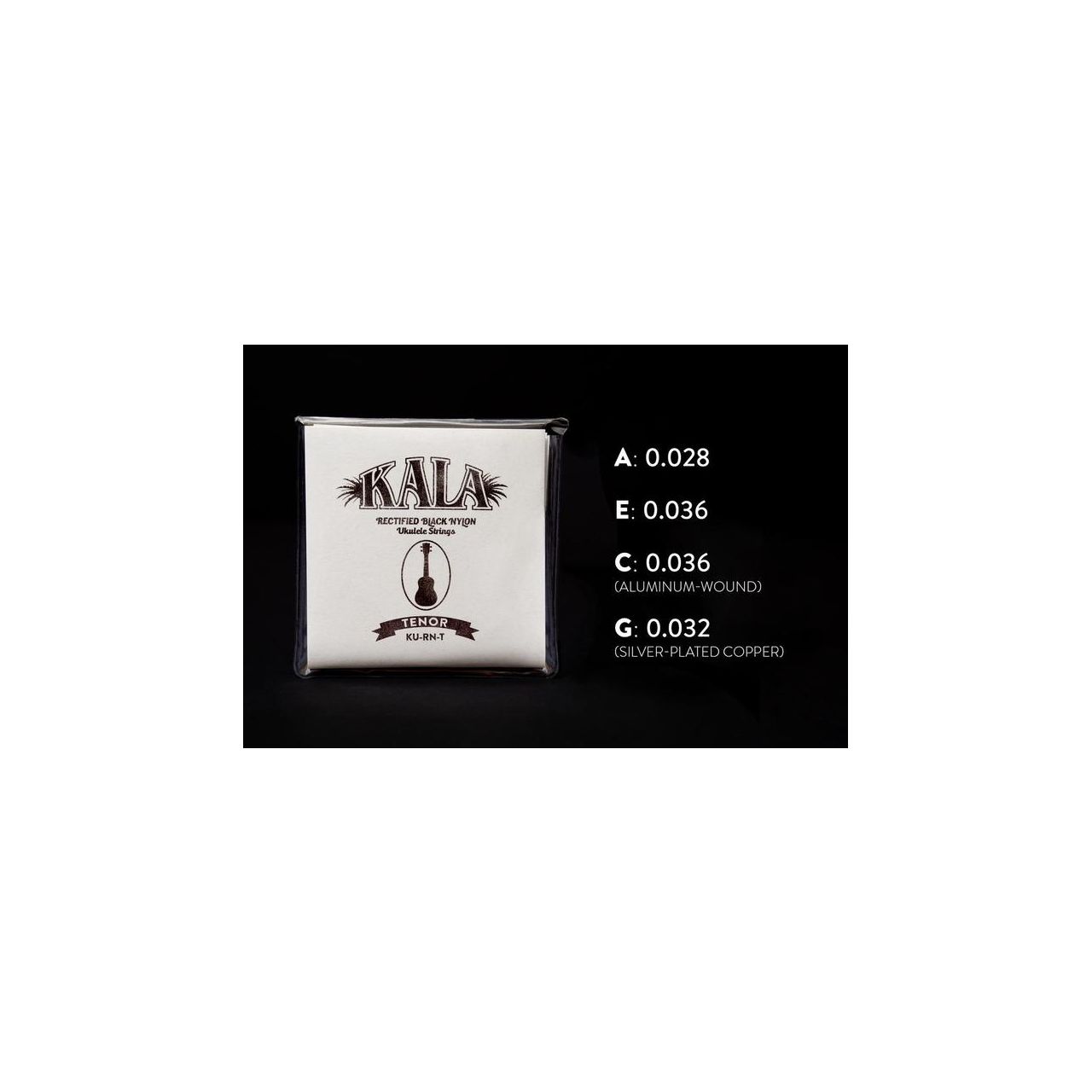 Rectified Black Nylon - KU-RN-T - Ukulele String Set, Tenor, High G