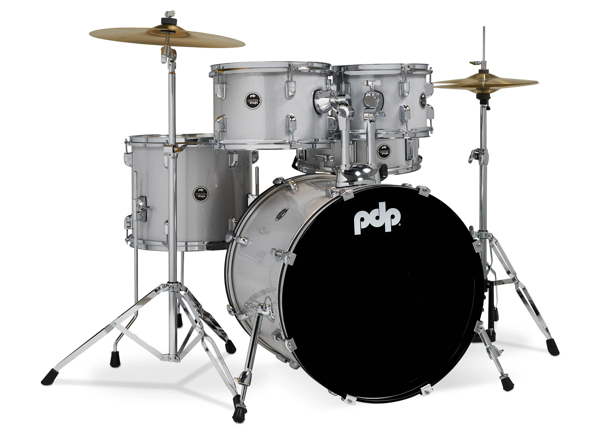 PDP Center Stage Diamond  5-tlg. Drumset White Sparkle