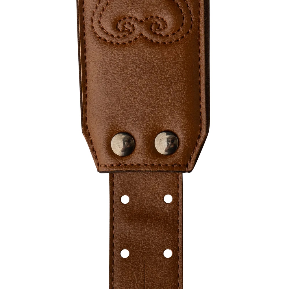 Padded Guitar Strap  Custom Leather Birds, Tan