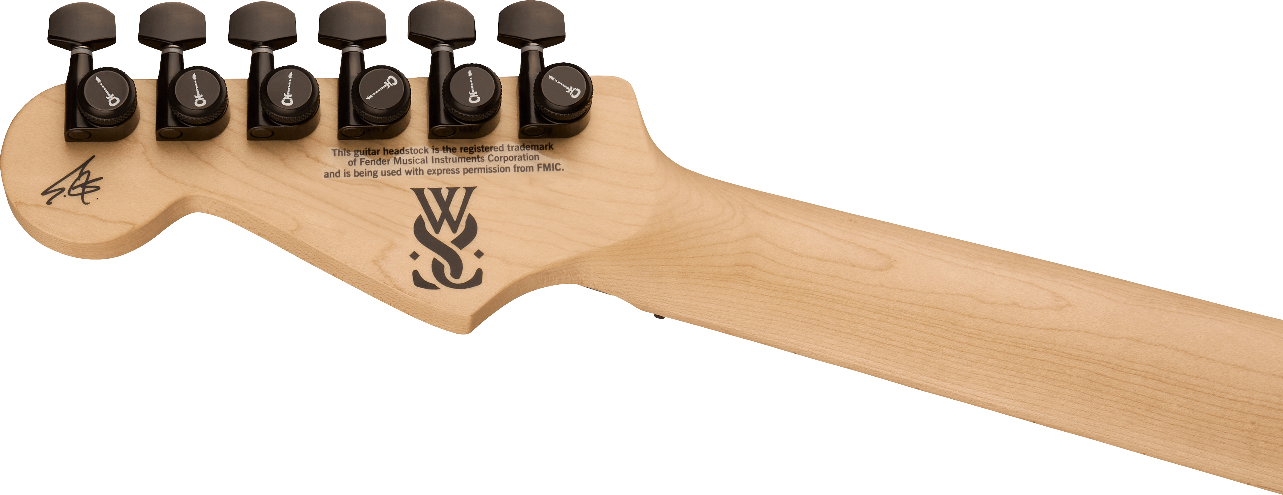 Nahaufnahme des Ahornhalses und der sauberen Bünde