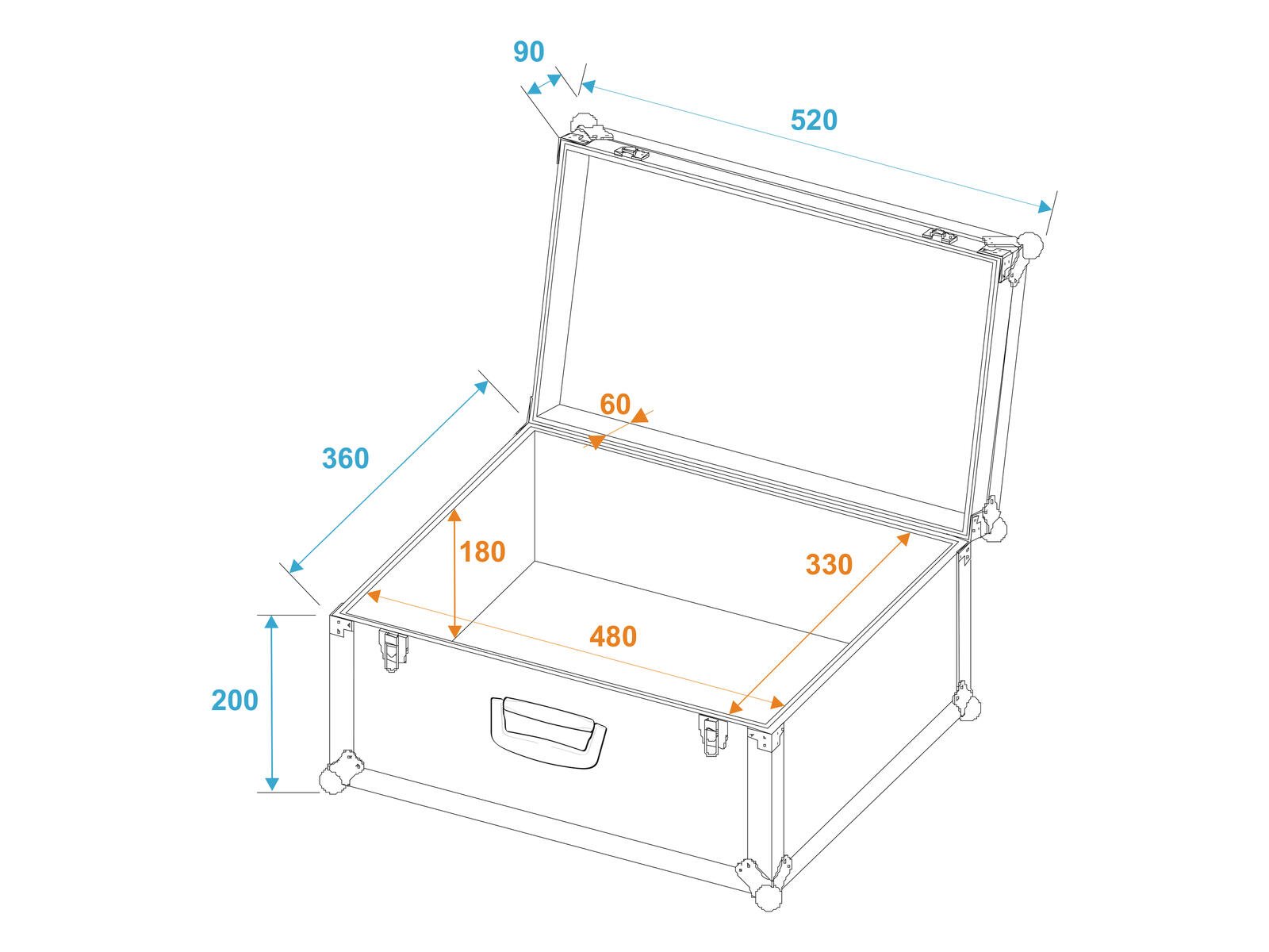Universal-Koffer-Case Tour Pro 52x36x29cm schwarz