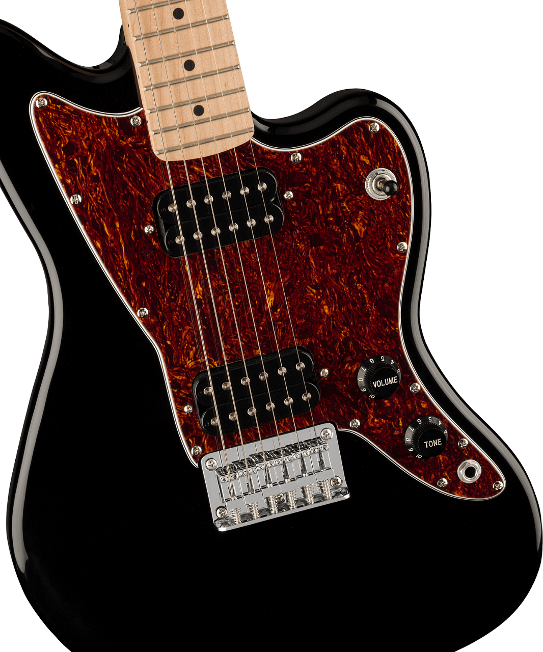 FSR Mini Jazzmaster® HH, Maple Fingerboard, Tortoiseshell Pickguard, Black