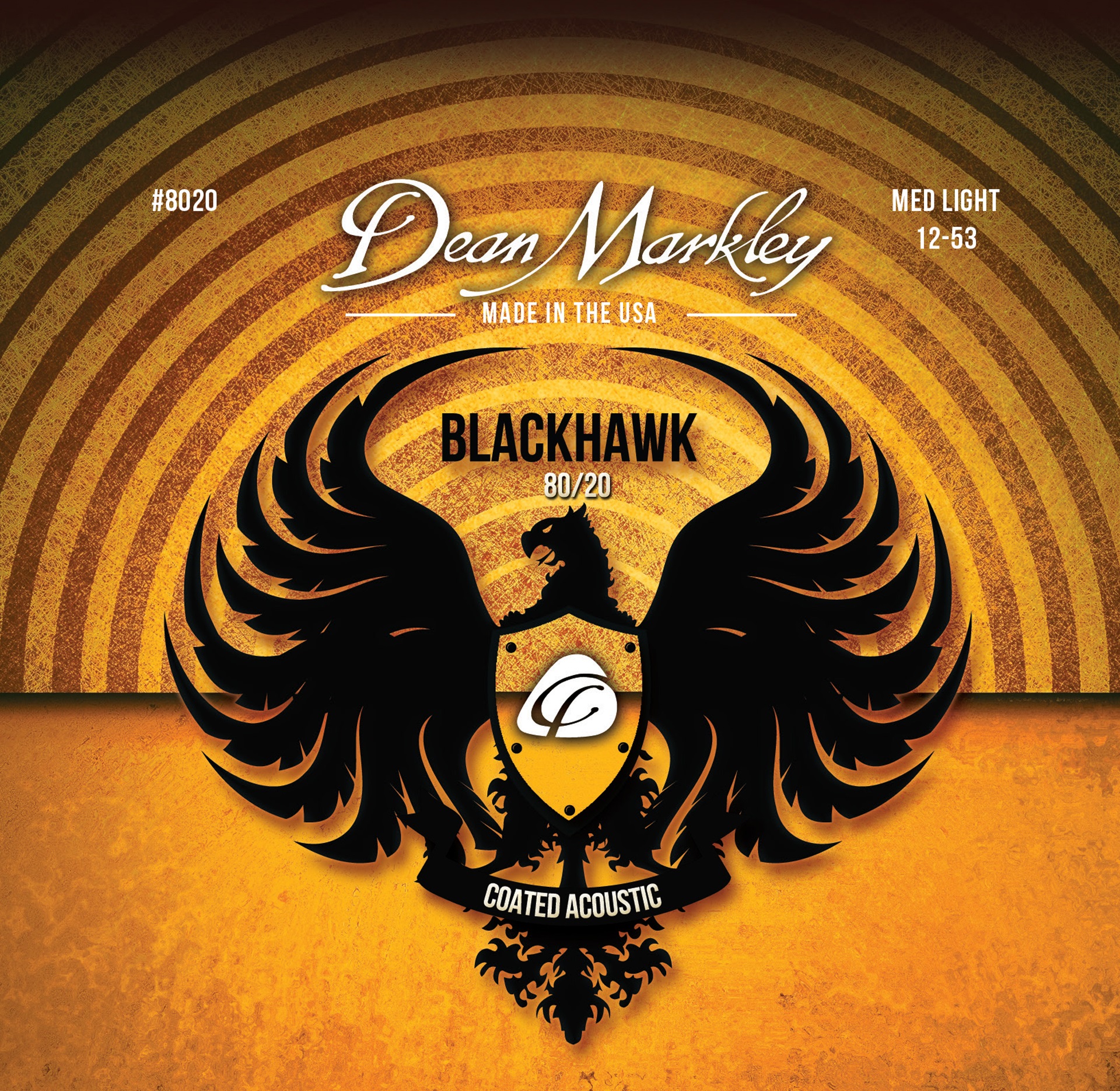 Blackhawk - 8020 - Coated Acoustic Guitar String Set, 80/20, Medium Light, .012-.053