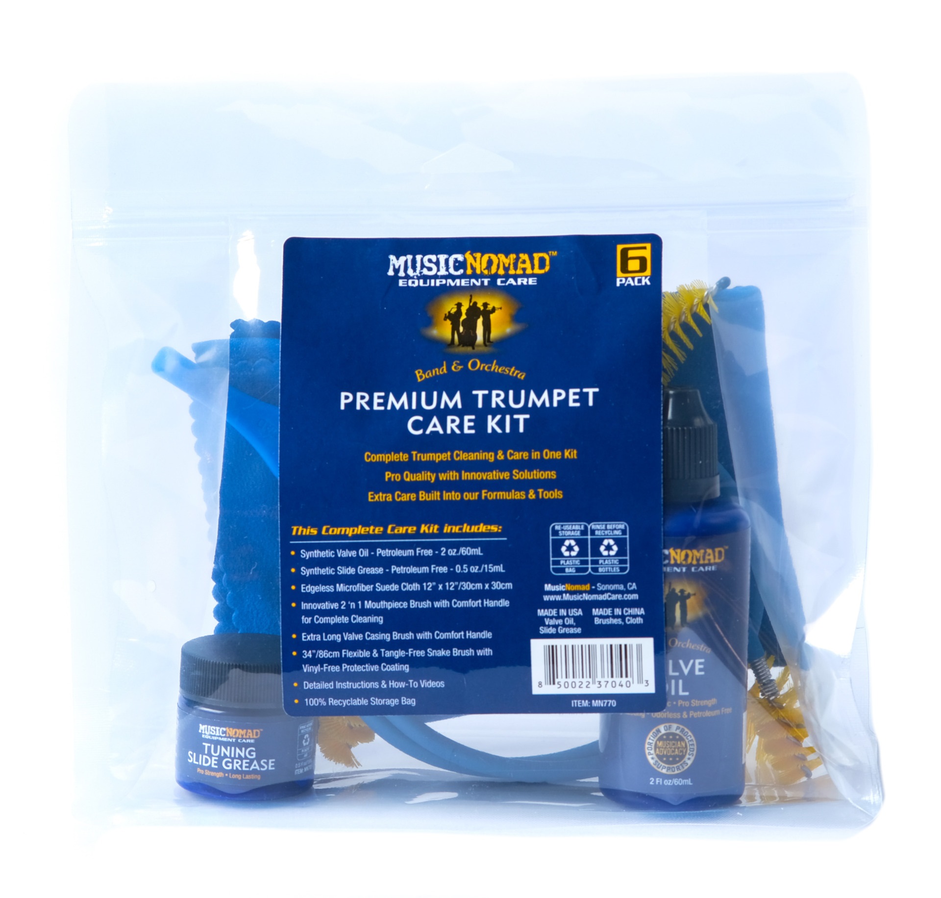 MN770 Premium Trumpet Cleaning & Care Kit, 6 pcs.