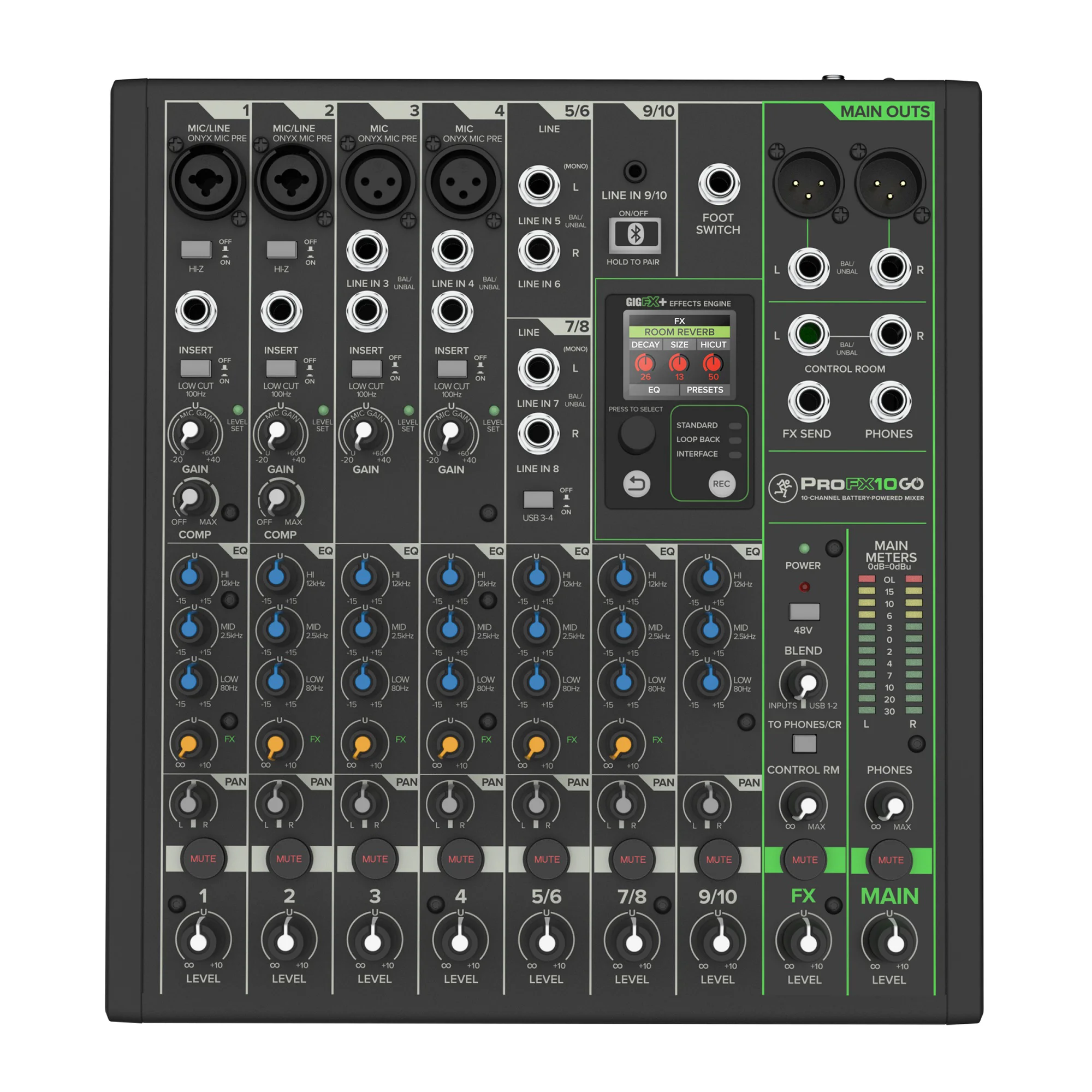 Mackie ProFX10 GO Bedienoberfläche